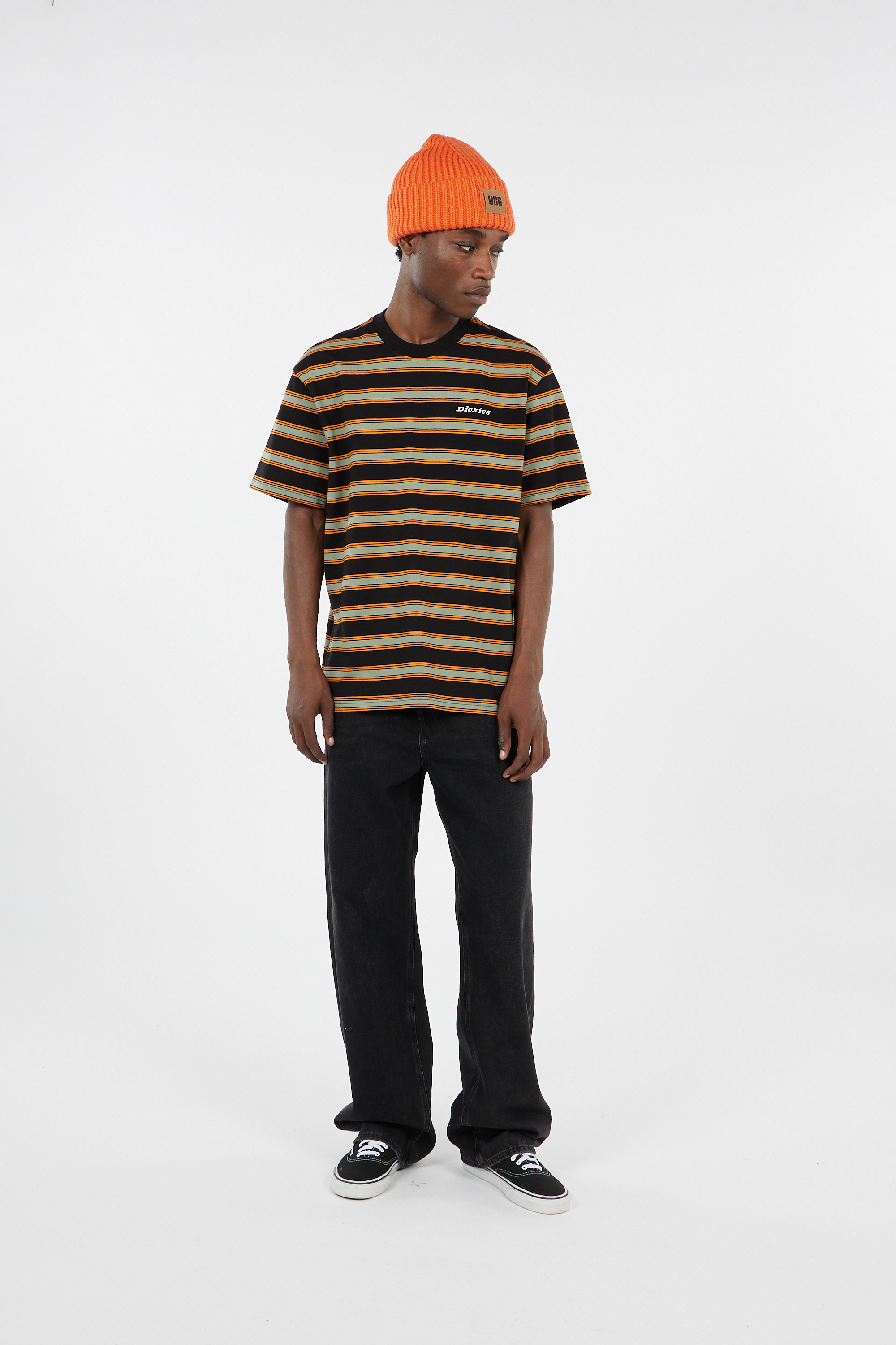 Regular-fit round-neck cotton T-shirt Black