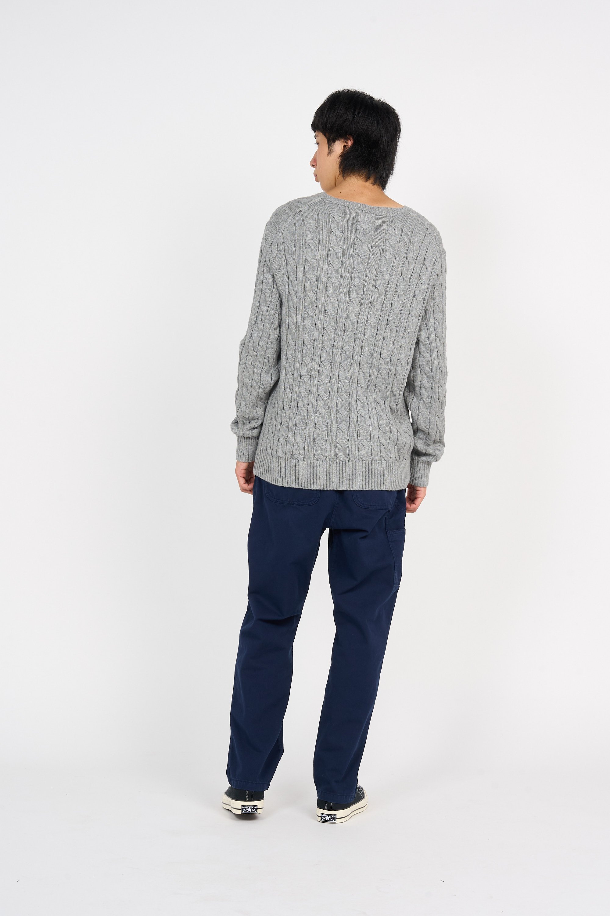 Pull droit col rond en coton Gris