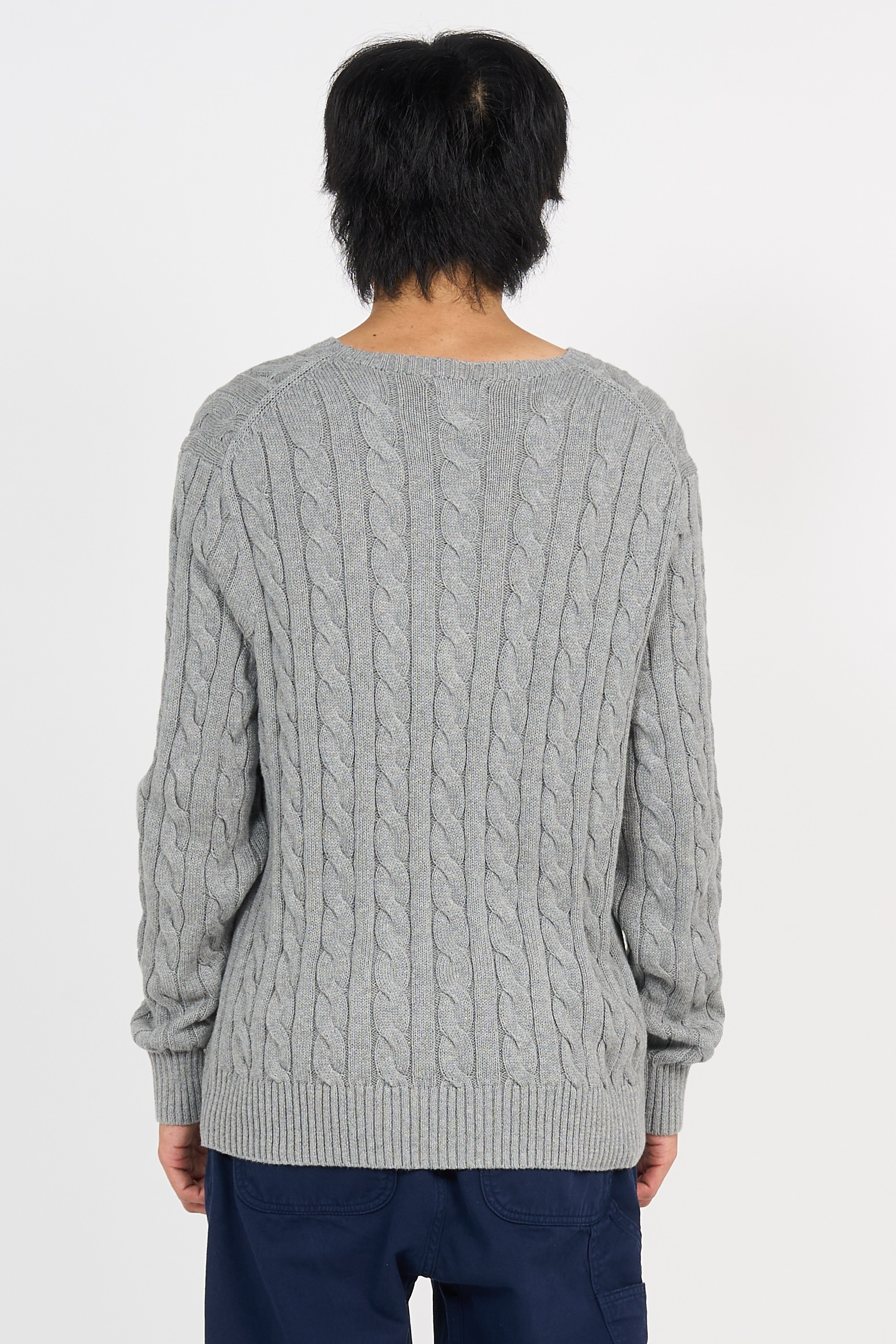 Pull droit col rond en coton Gris