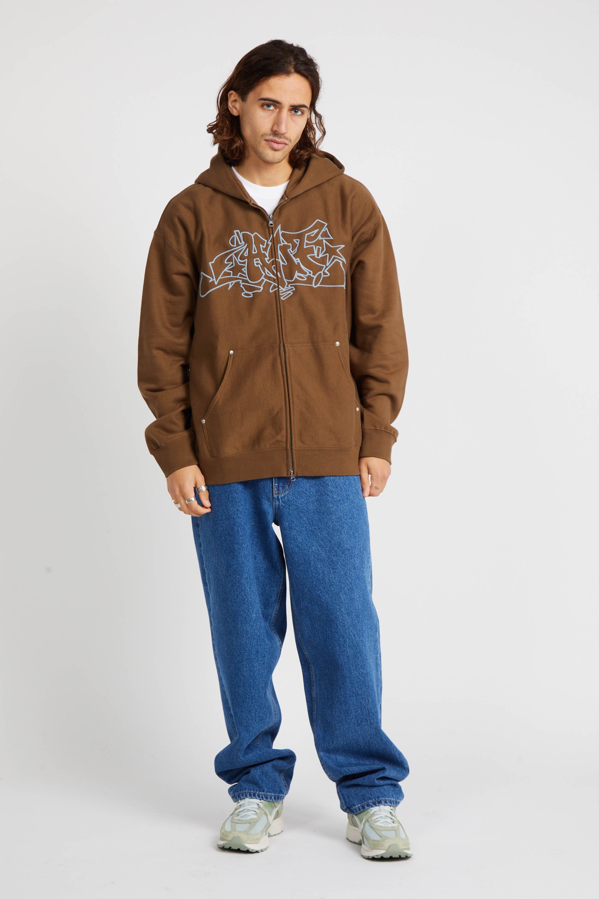 zip-up hoodie HUF Brown