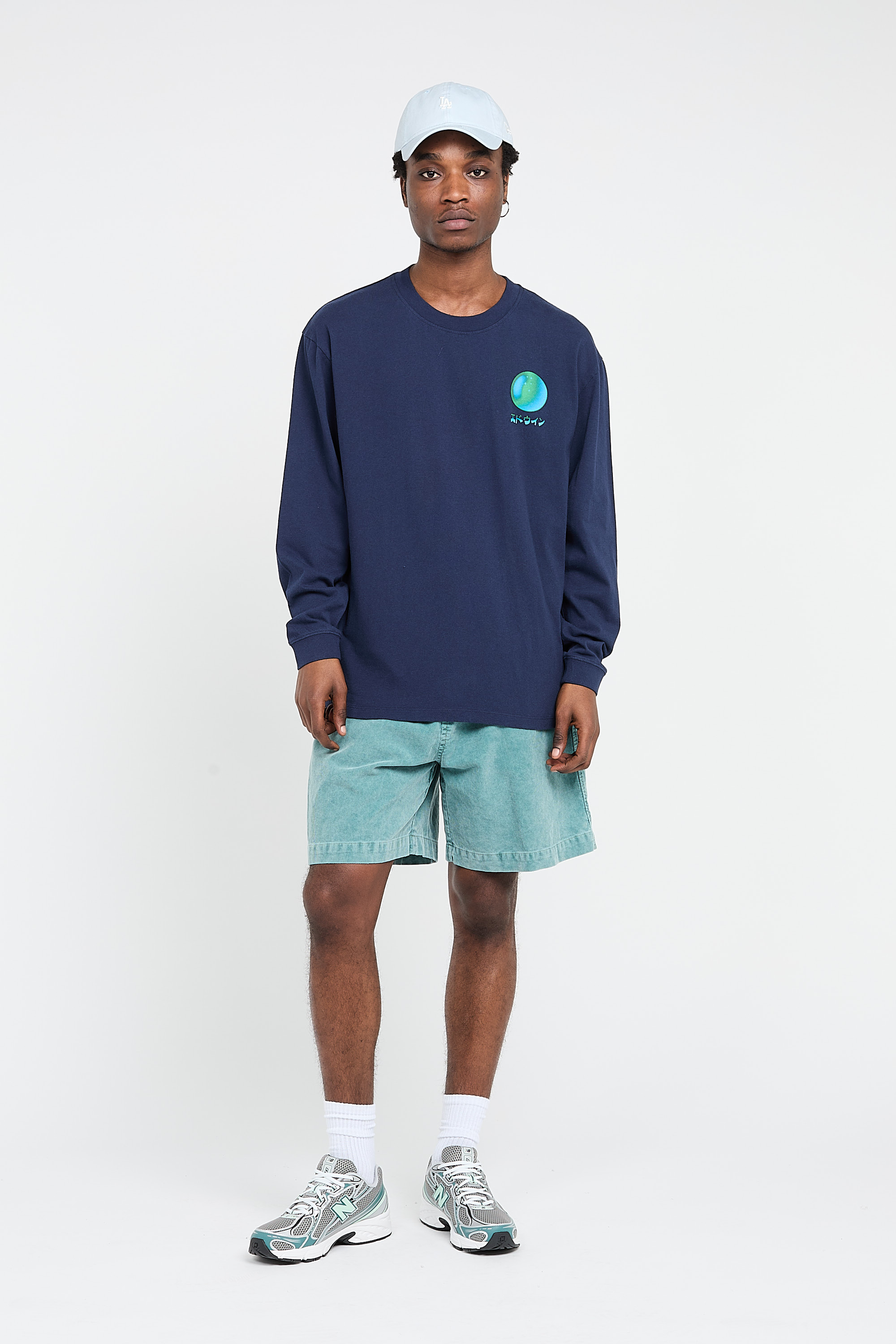 Regular-fit round-neck cotton T-shirt Blue