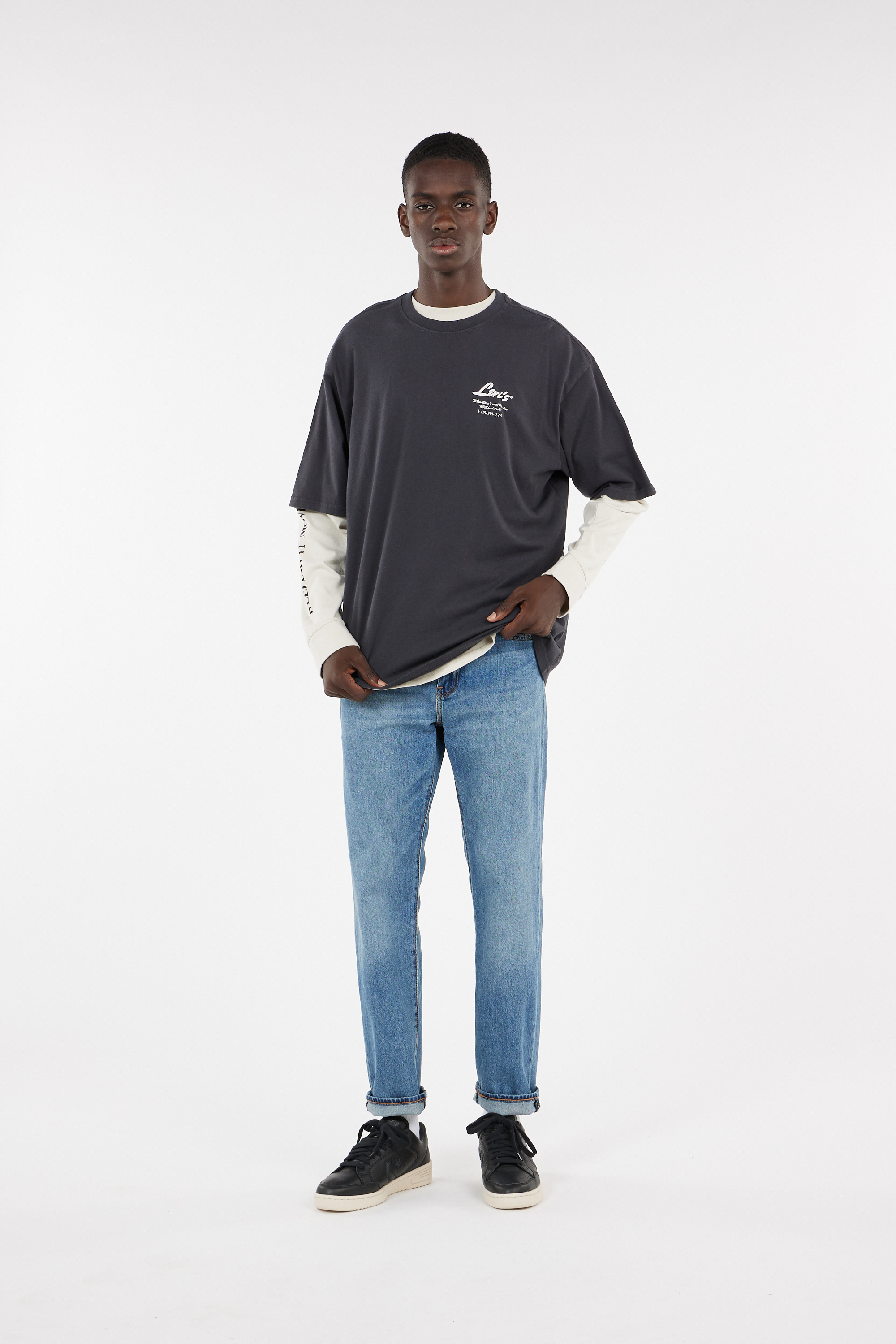 Regular-fit round-neck cotton T-shirt Grey
