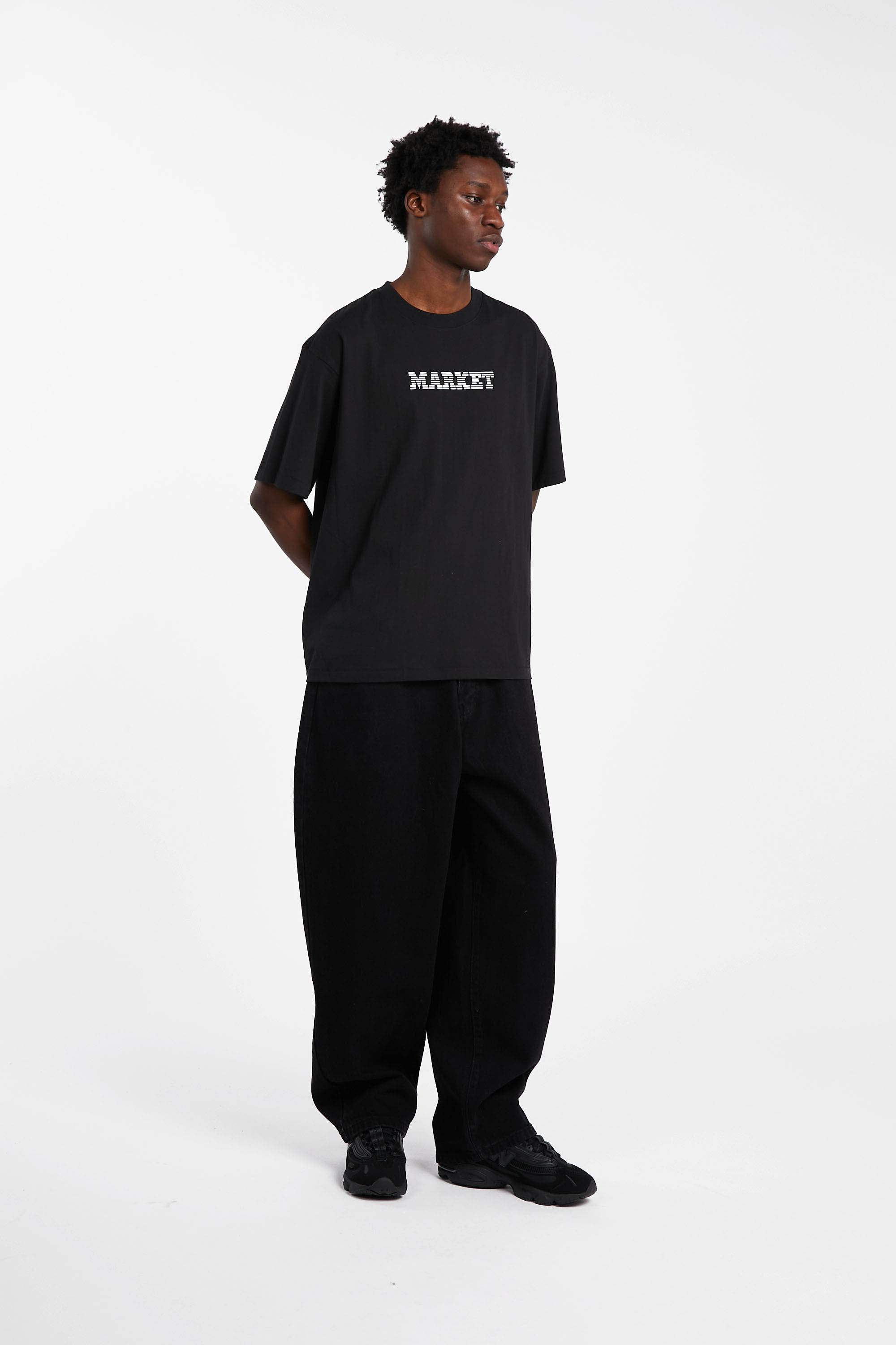 Regular-fit round-neck cotton T-shirt Black