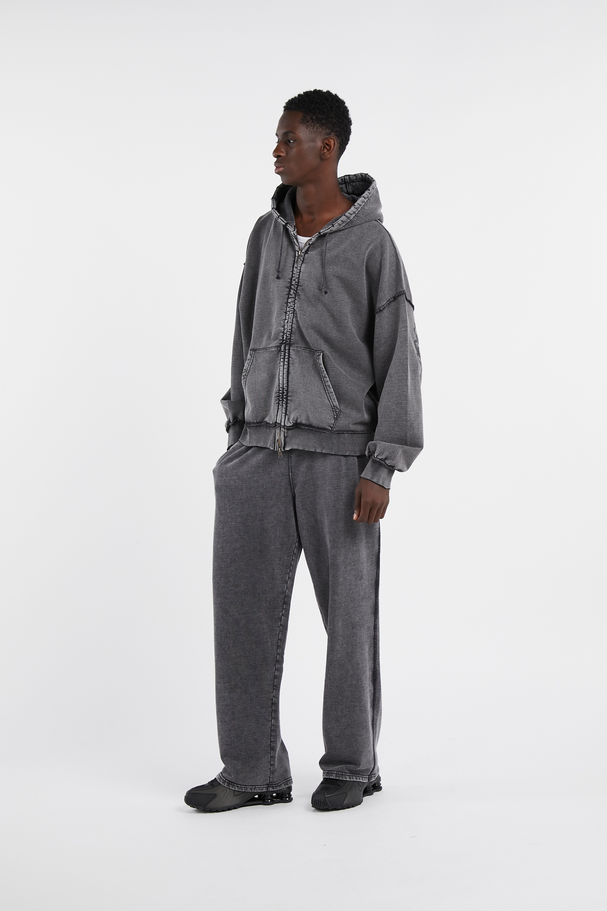 Regular-fit zip-up cotton-blend hoodie with Pony Player Black