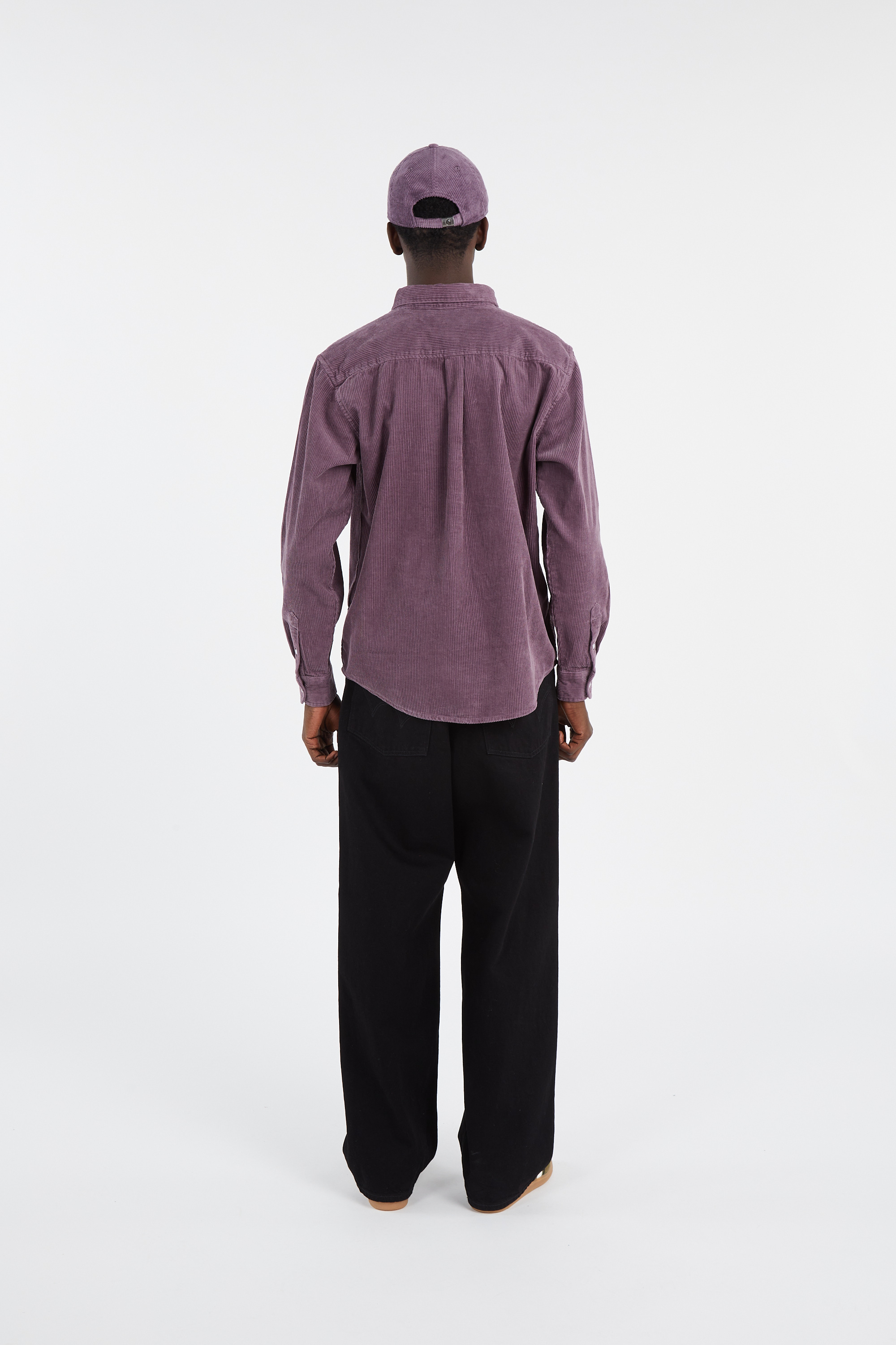 Cotton overshirt with button-down collar Purple