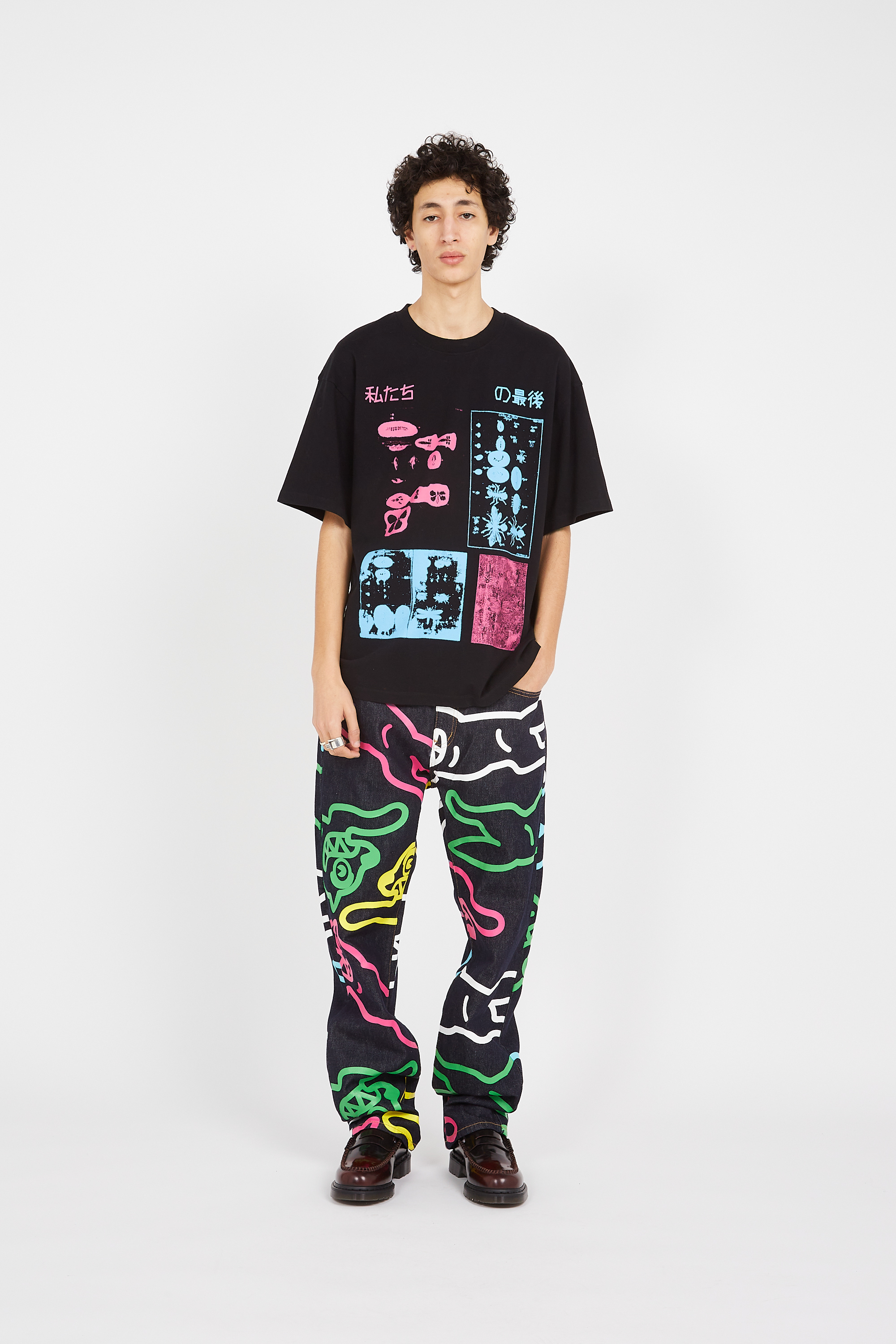Regular-fit round-neck cotton T-shirt Black