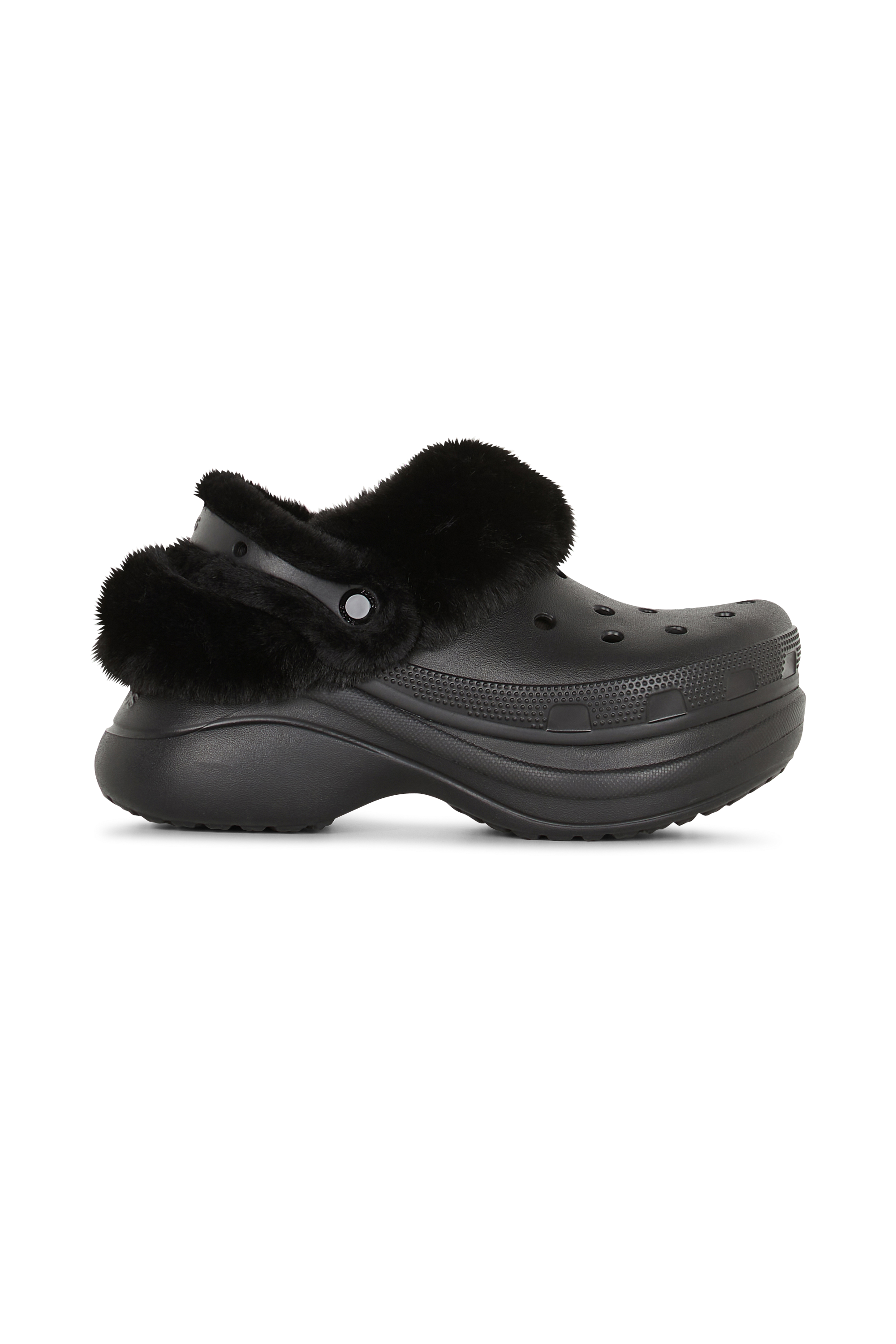 Flat furry sheepskin sandals Bae Lined Clog Black