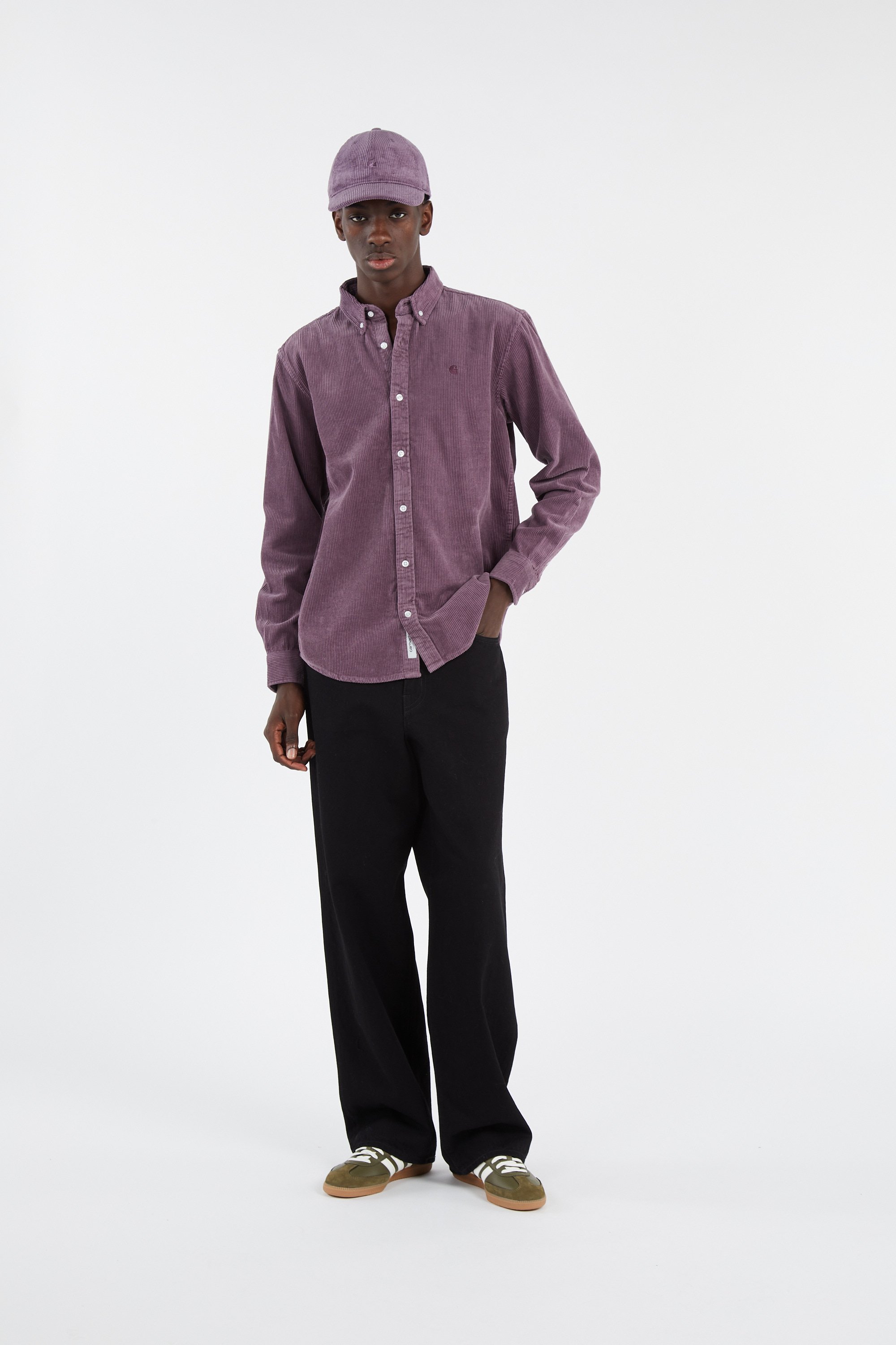 Cotton overshirt with button-down collar CARHARTT WIP Purple