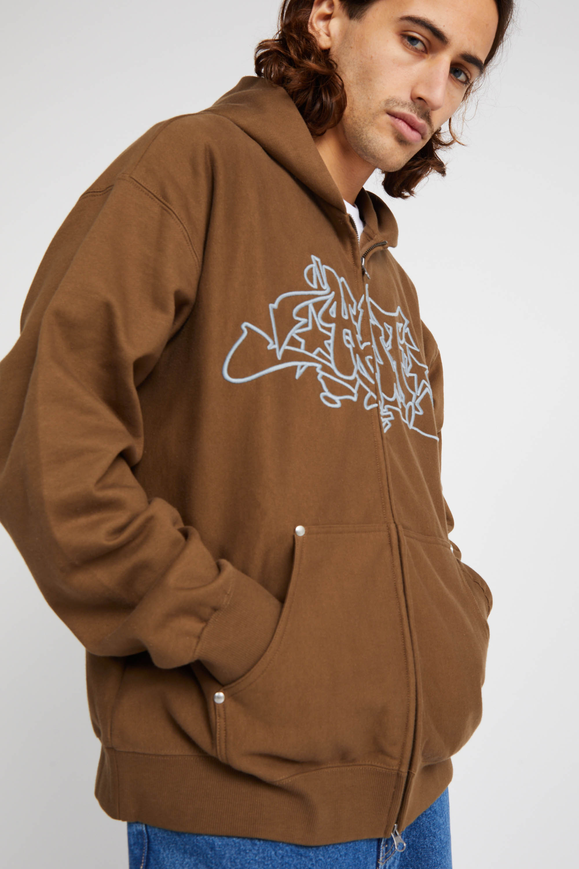 Hoodie zippé Marron