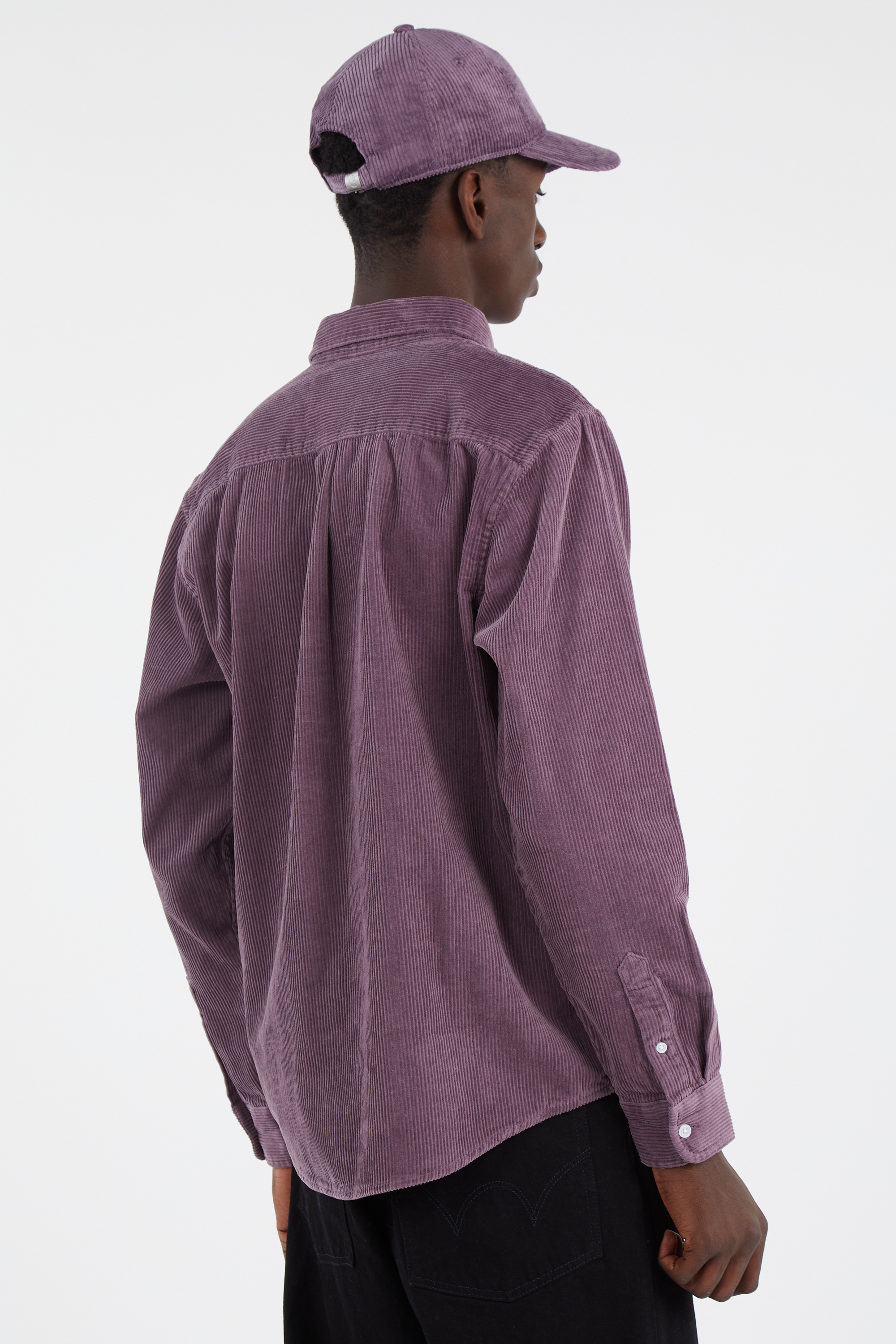 Cotton overshirt with button-down collar Purple