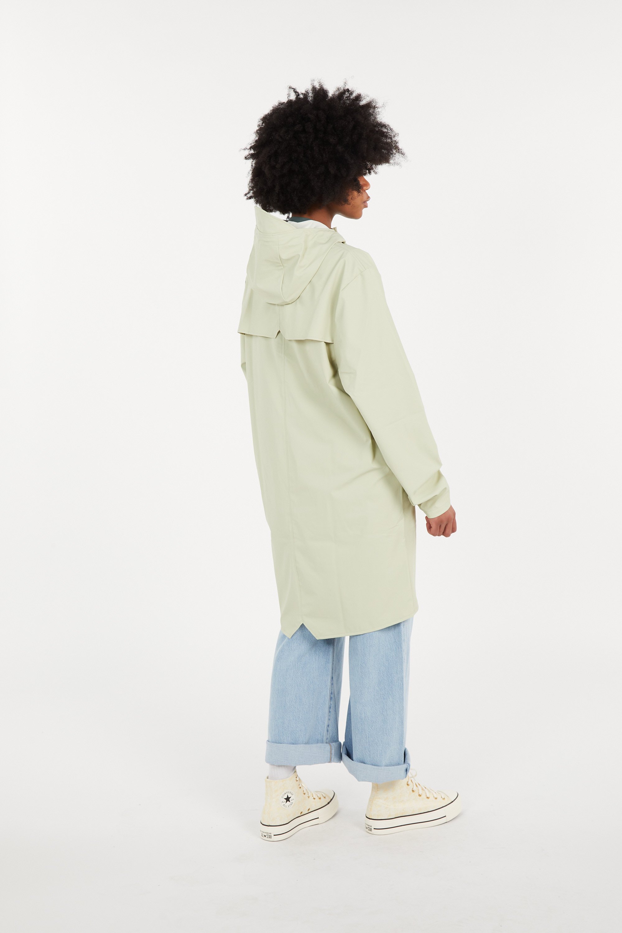 Coupe-vent imperméable long à capuche Vert