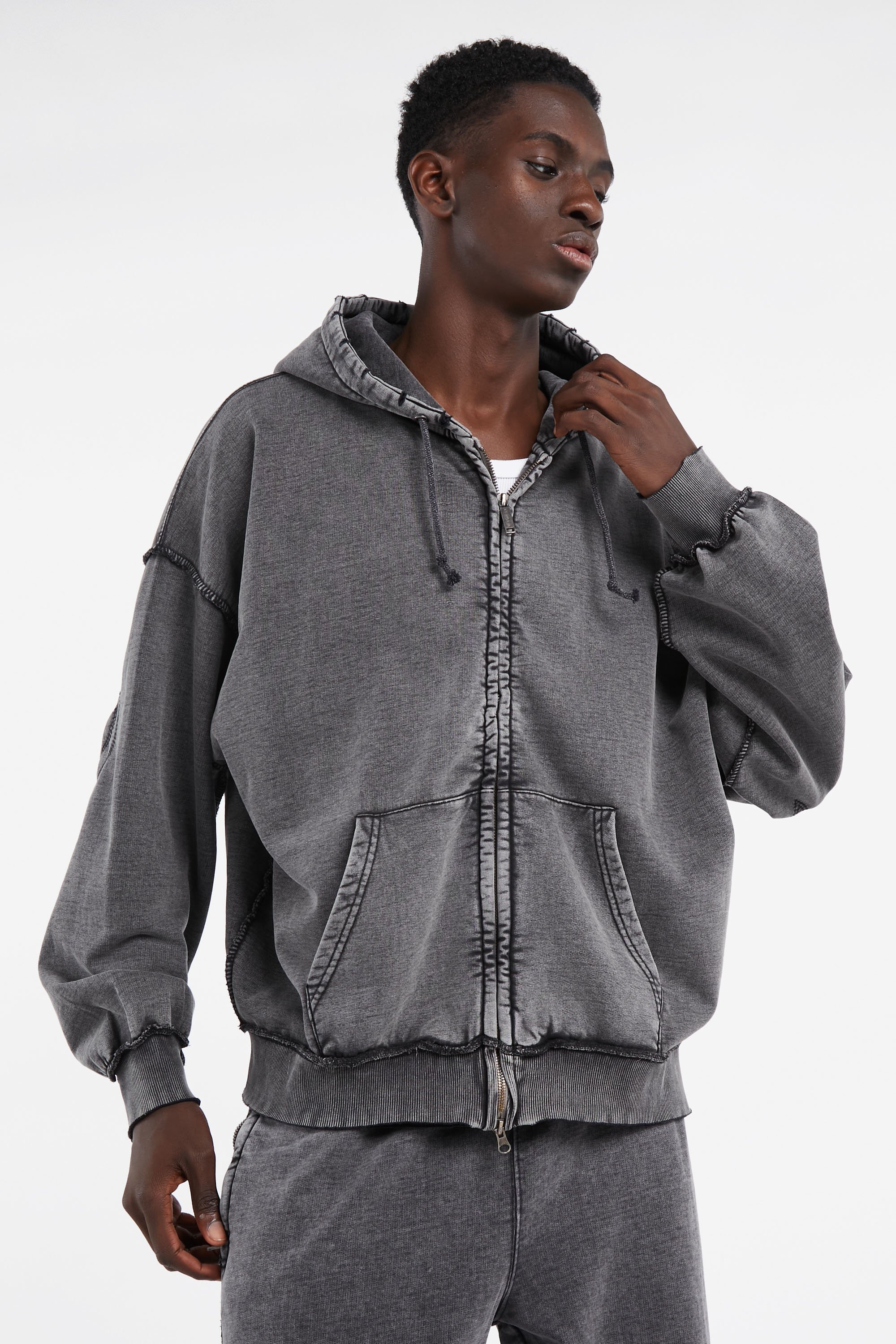Hoodie zippé | Noir WASTED Homme