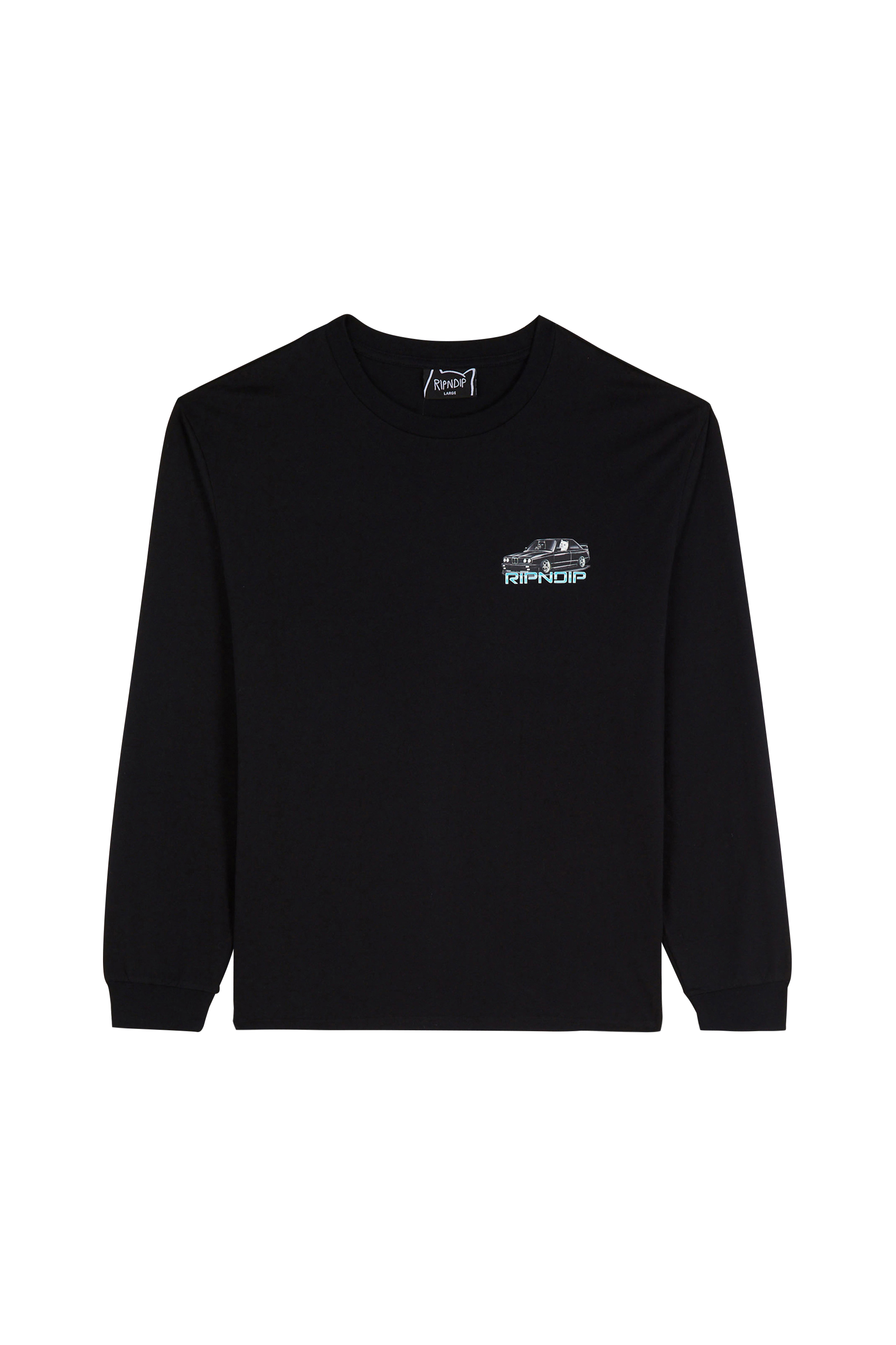 Regular-fit round-neck cotton T-shirt Black