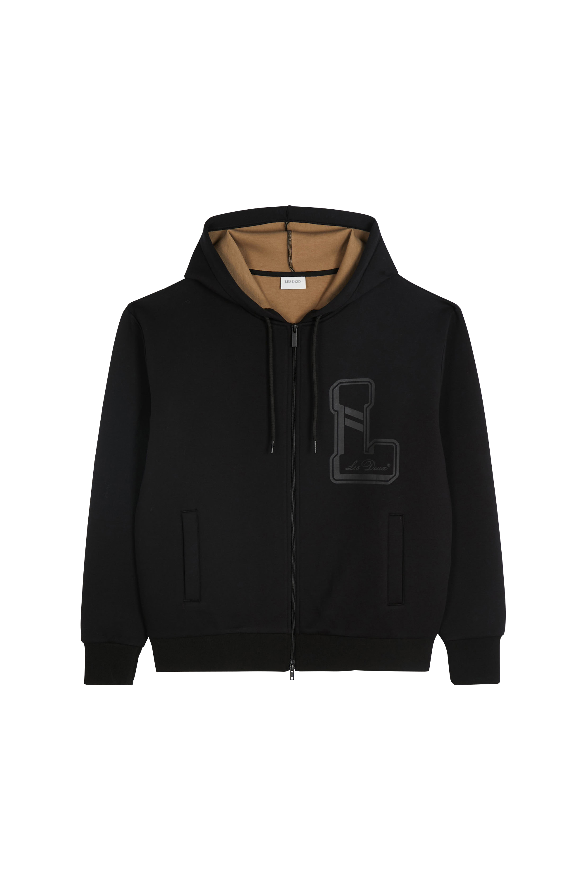 Regular-fit zip-up cotton-blend hoodie with Pony Player Black