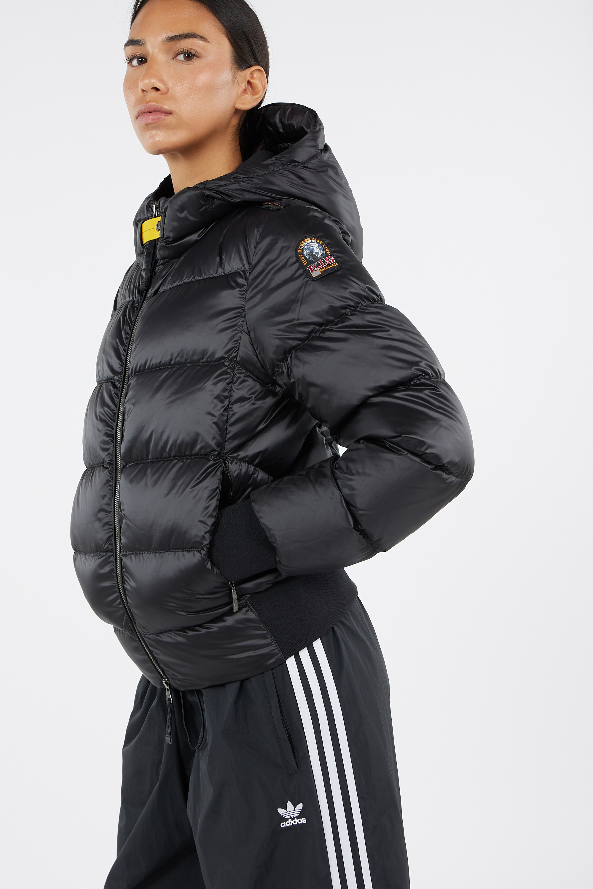 Lightweight quilted padded jacket with high neck Black