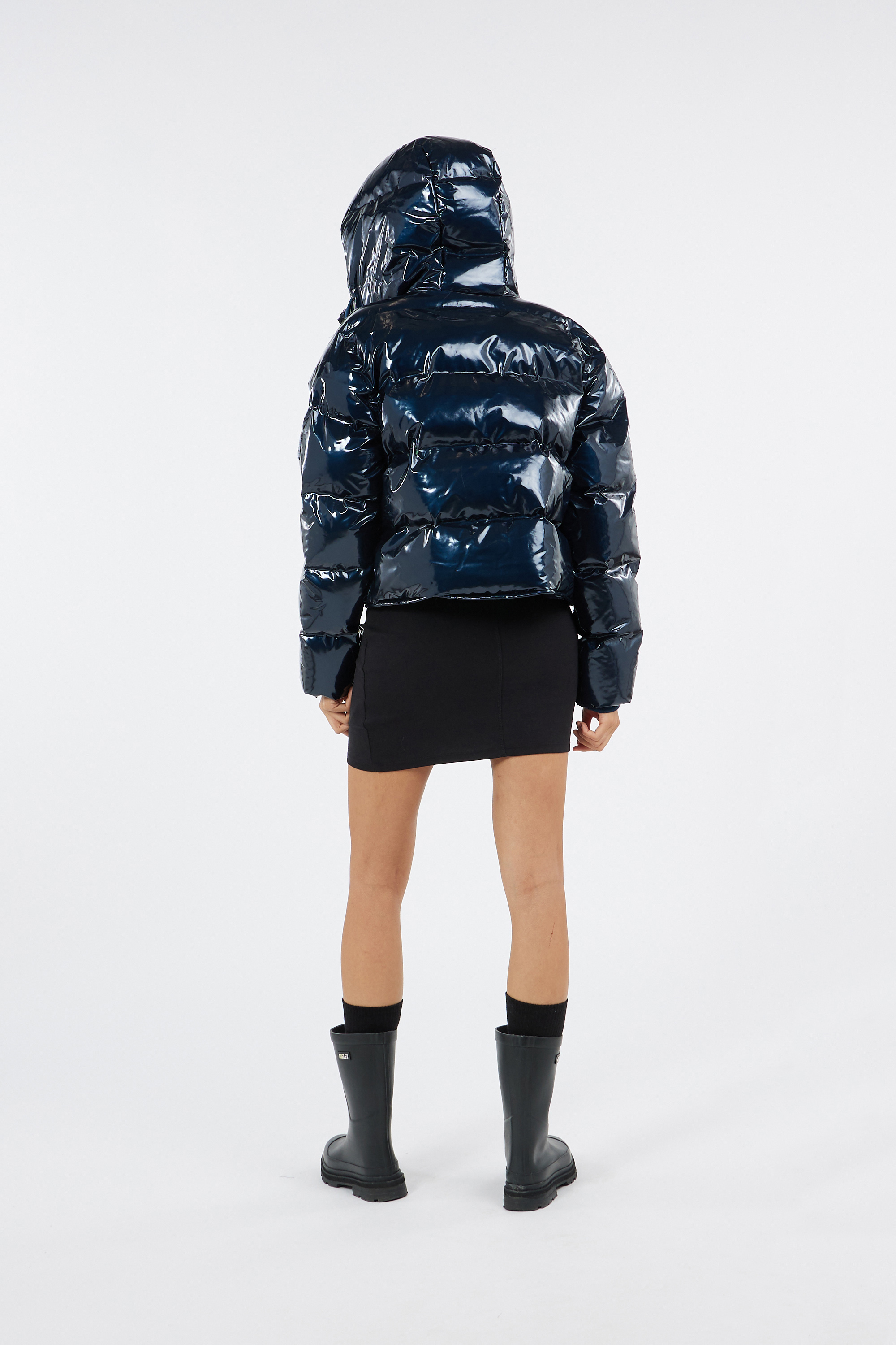 Lightweight quilted padded jacket with high neck Blue