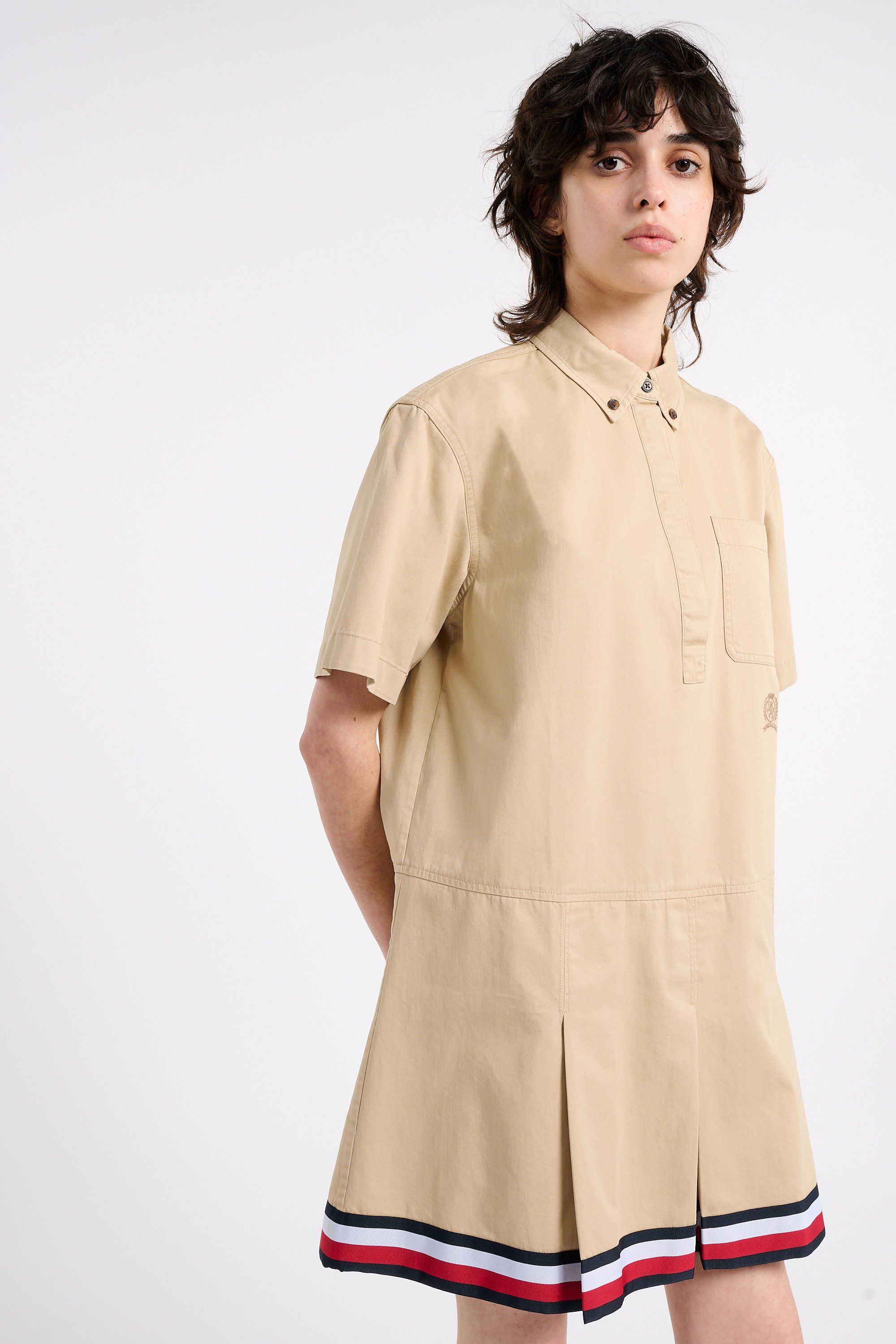 Robe courte col polo en coton | Beige TOMMY JEANS Femme