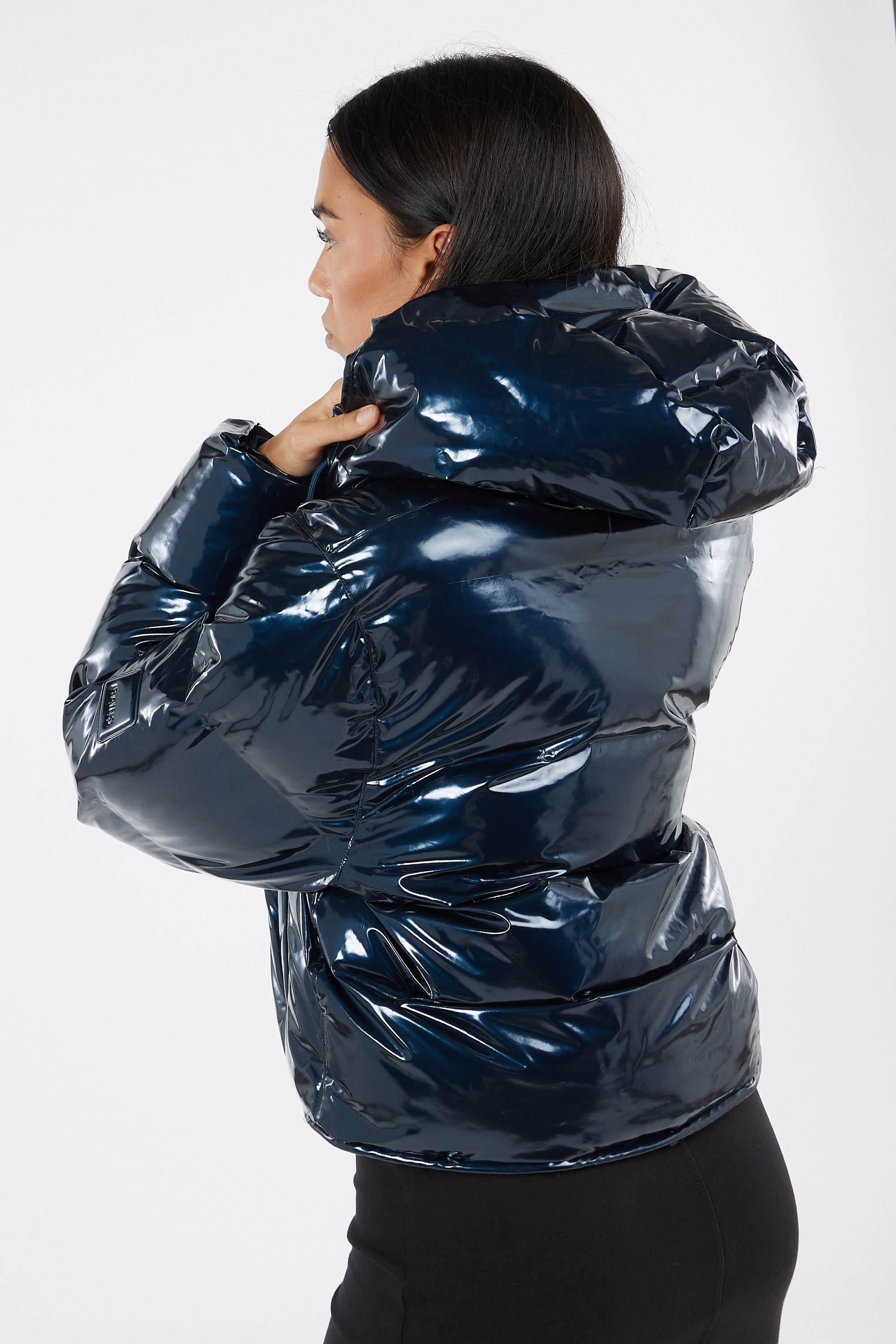 Lightweight quilted padded jacket with high neck Blue