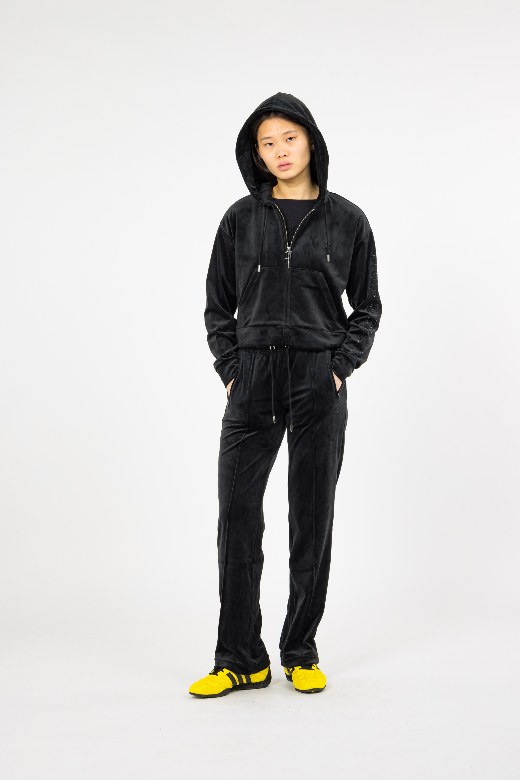 Regular-fit zip-up cotton-blend hoodie with Pony Player Black