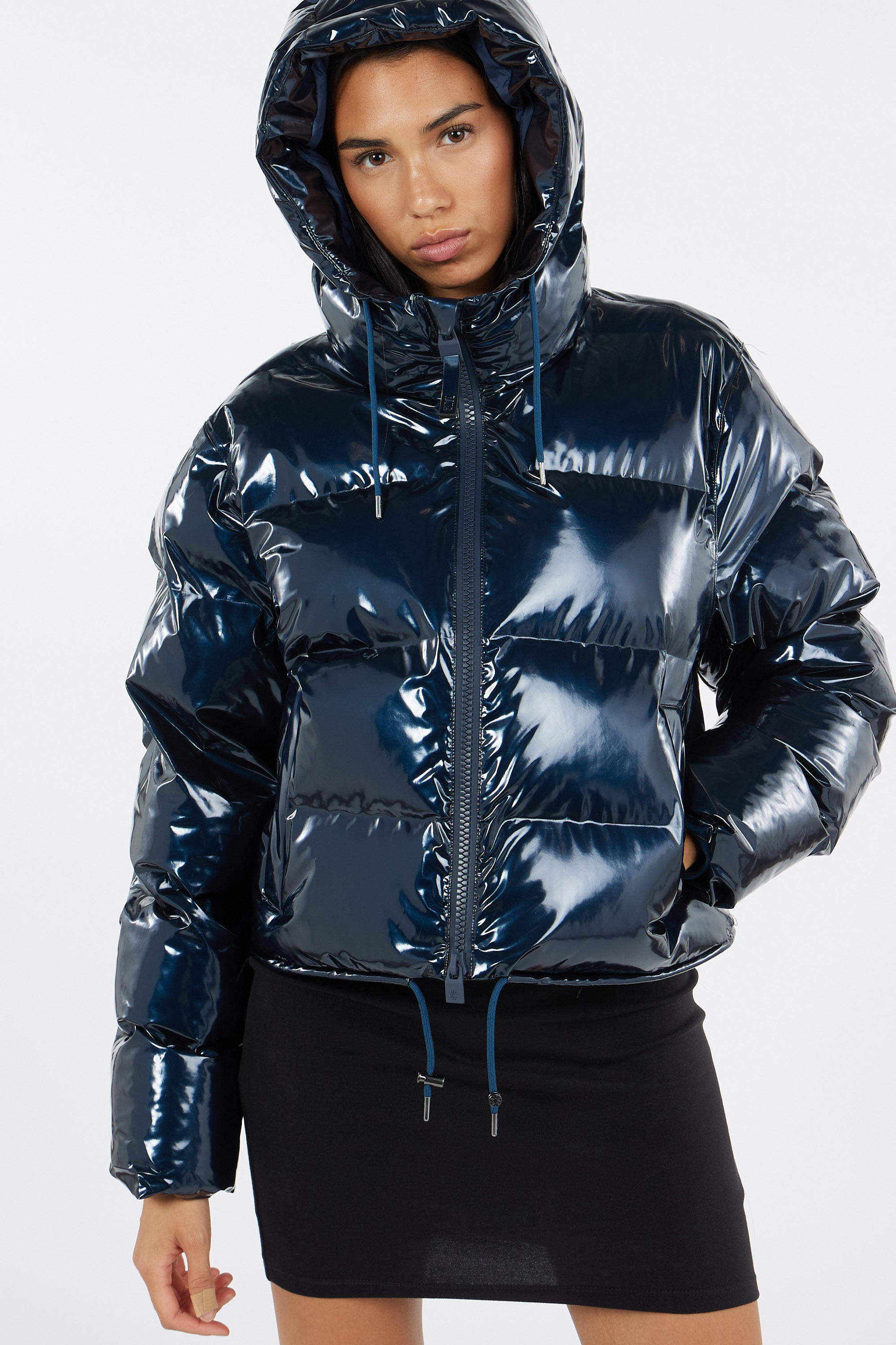 Lightweight quilted padded jacket with high neck Blue