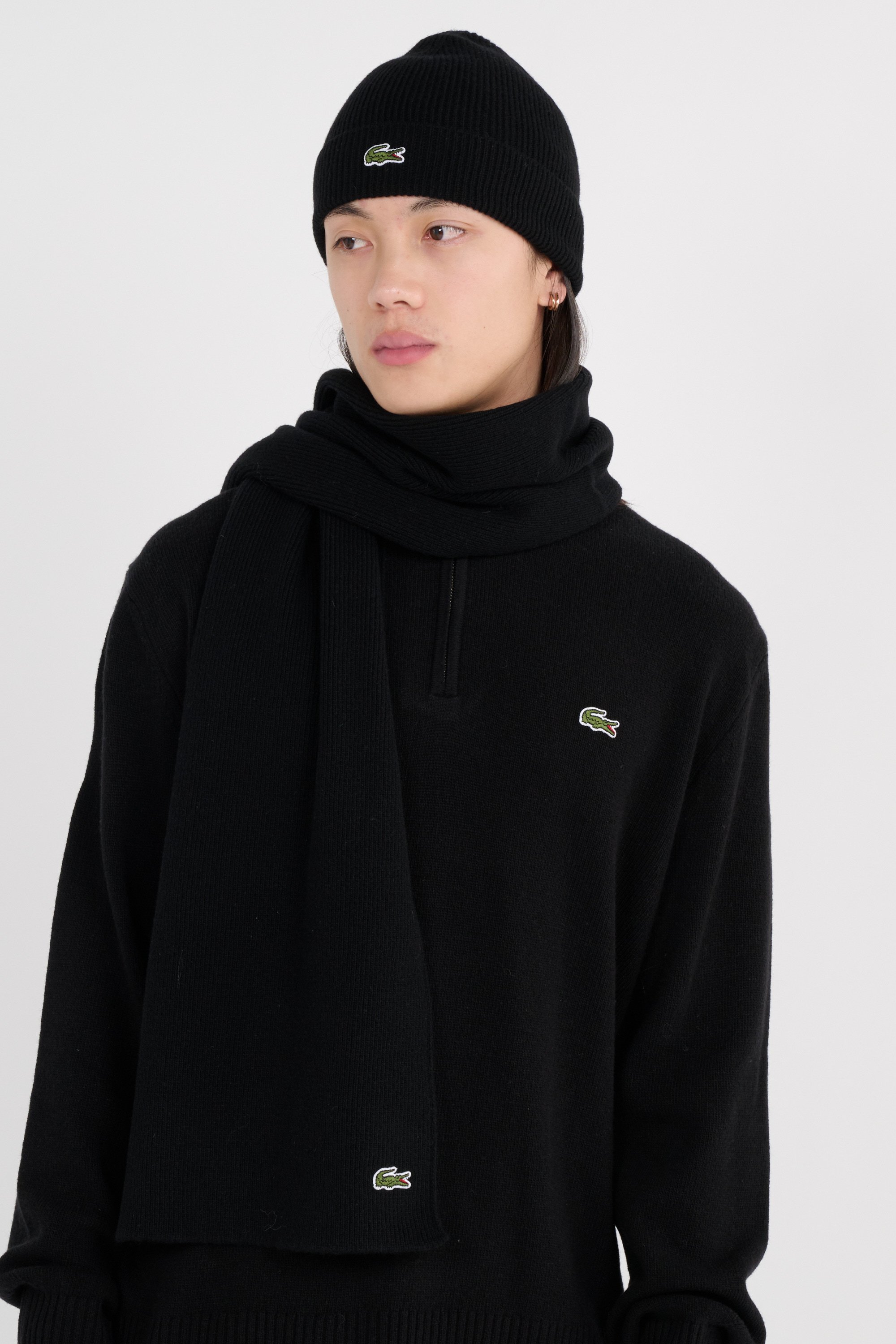 Ensemble bonnet et écharpe LACOSTE Noir