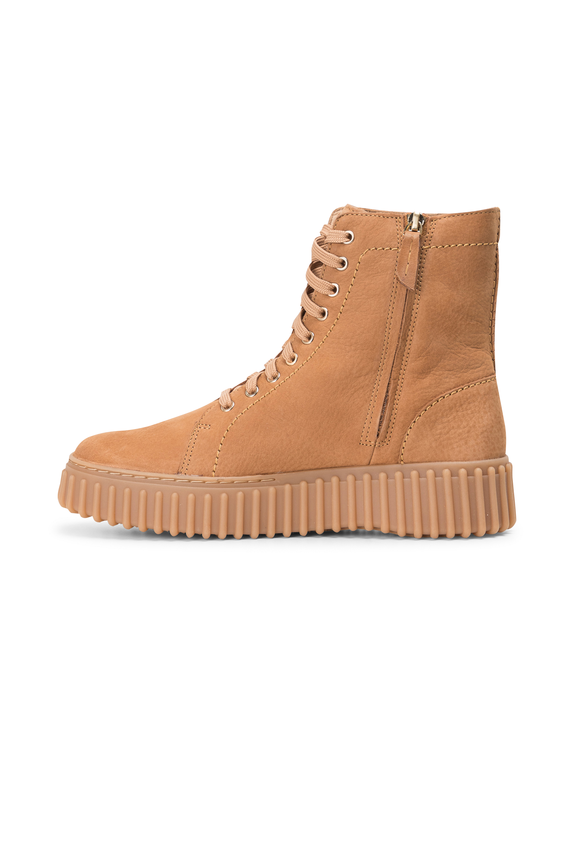 Heeled leather mid-calf boots Beige