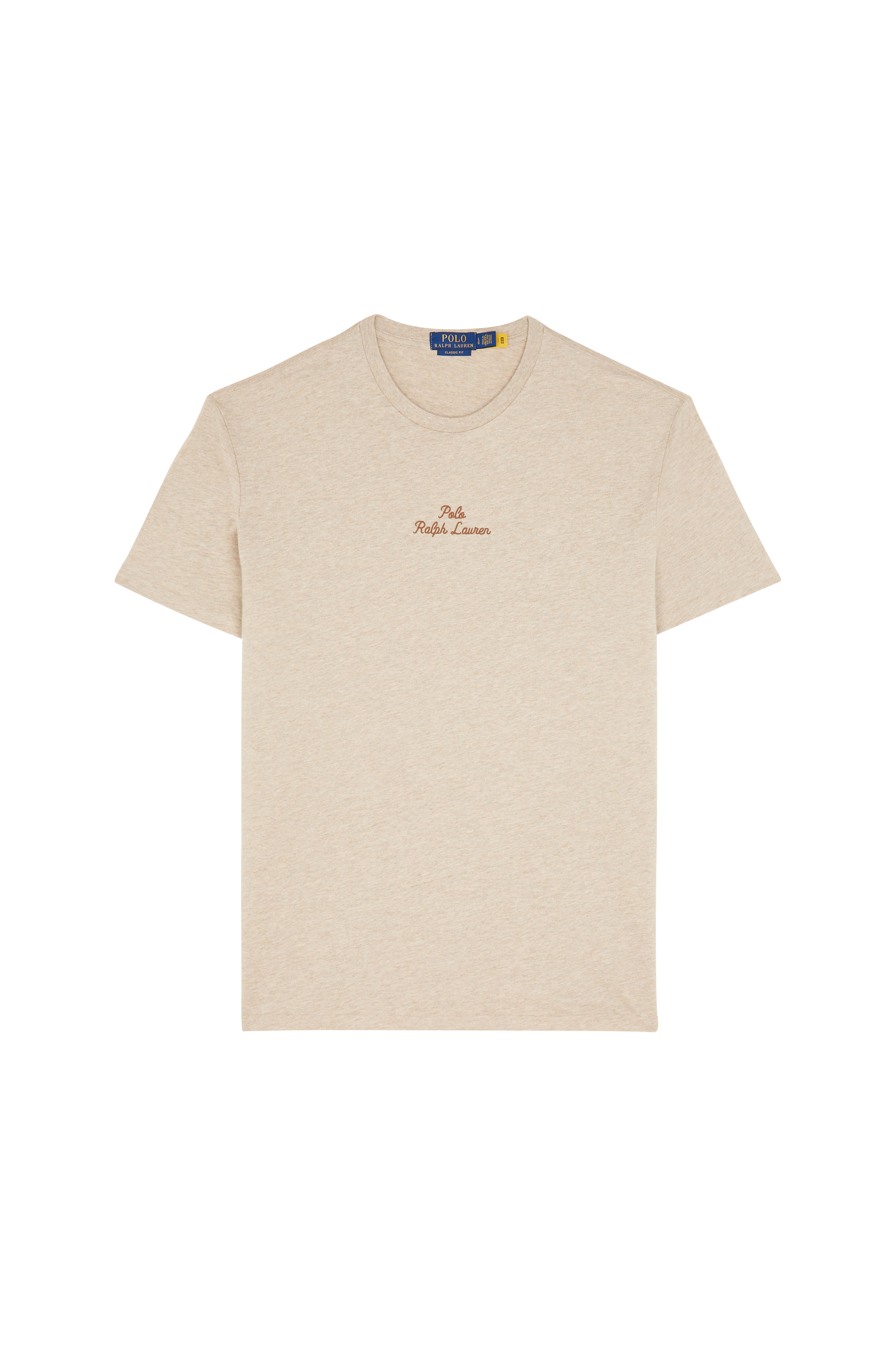 Regular-fit round-neck cotton T-shirt Beige