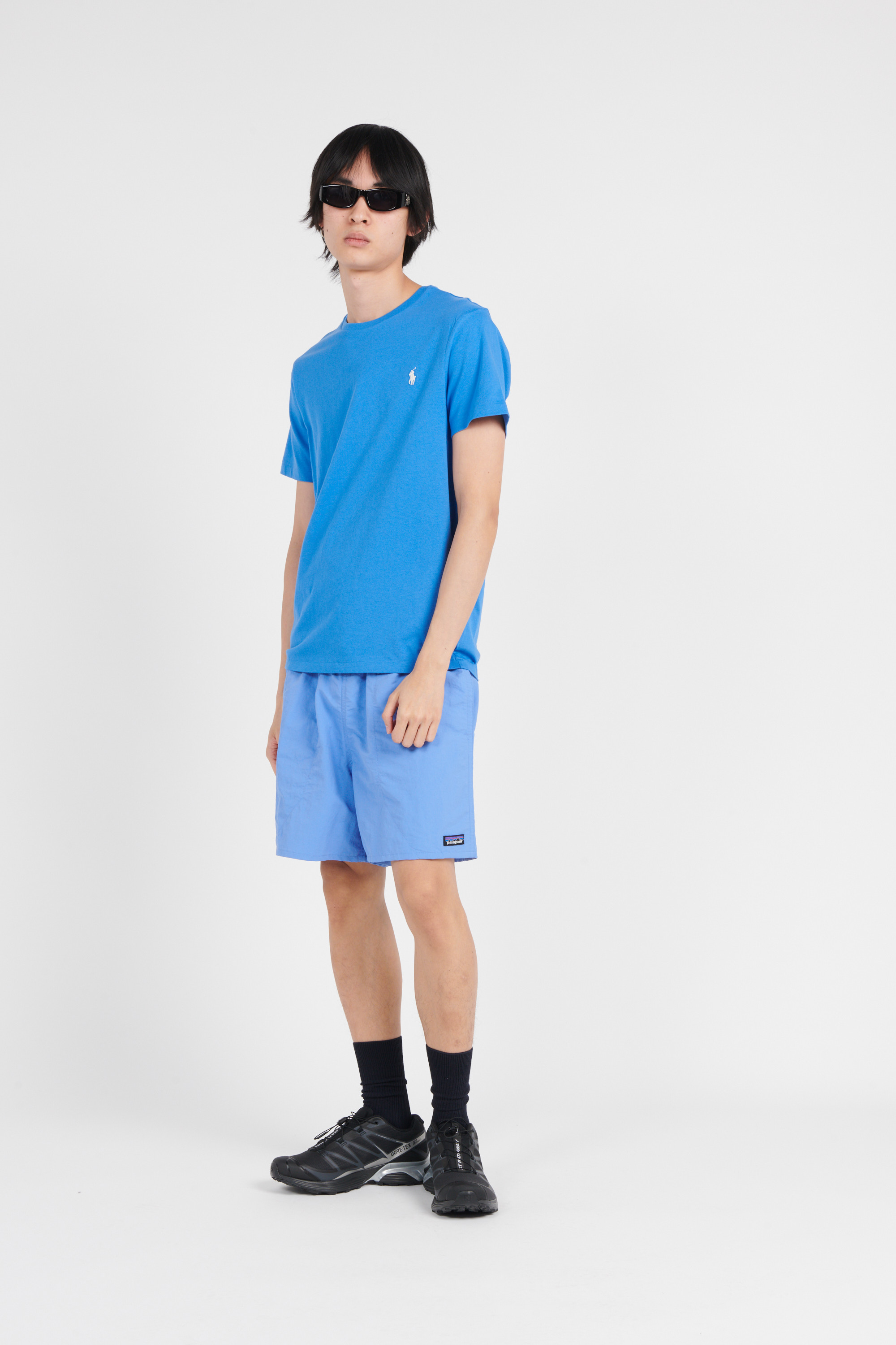 Regular-fit round-neck cotton T-shirt Blue