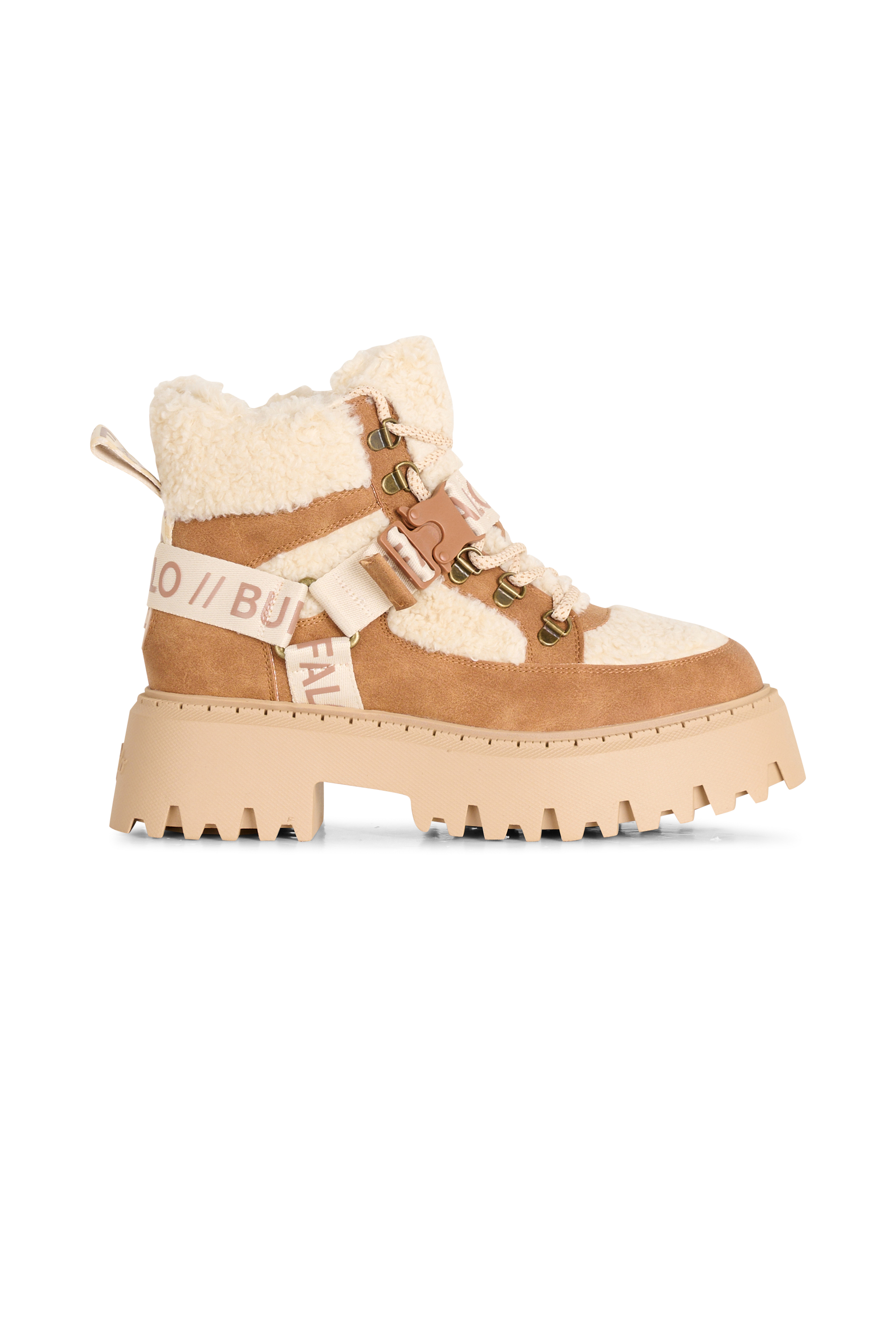 Heeled leather mid-calf boots BUFFALO Brown