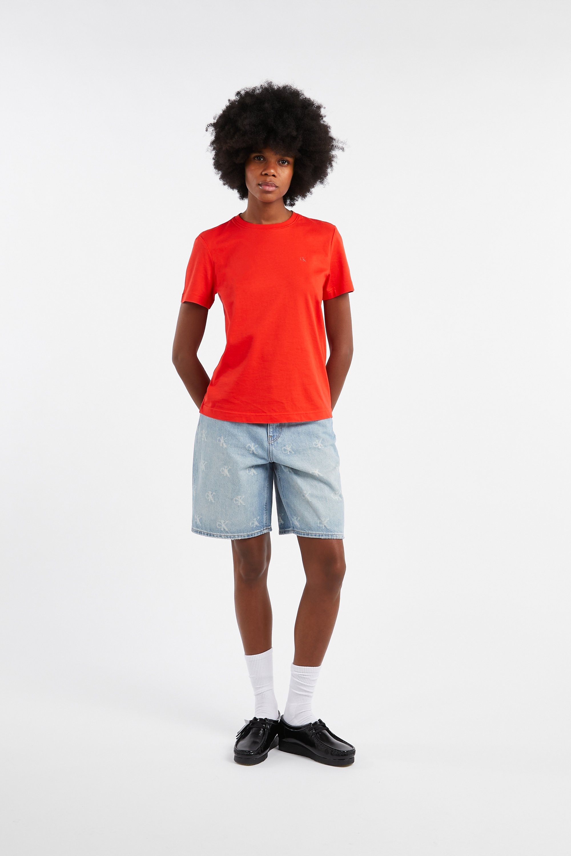 Regular-fit round-neck cotton T-shirt CALVIN KLEIN Orange
