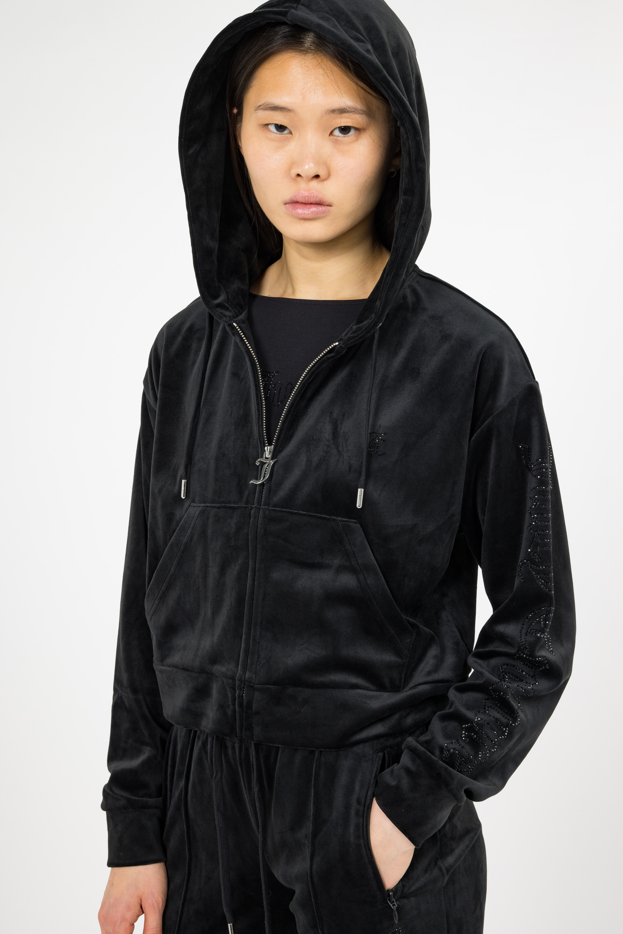 Regular-fit zip-up cotton-blend hoodie with Pony Player Black