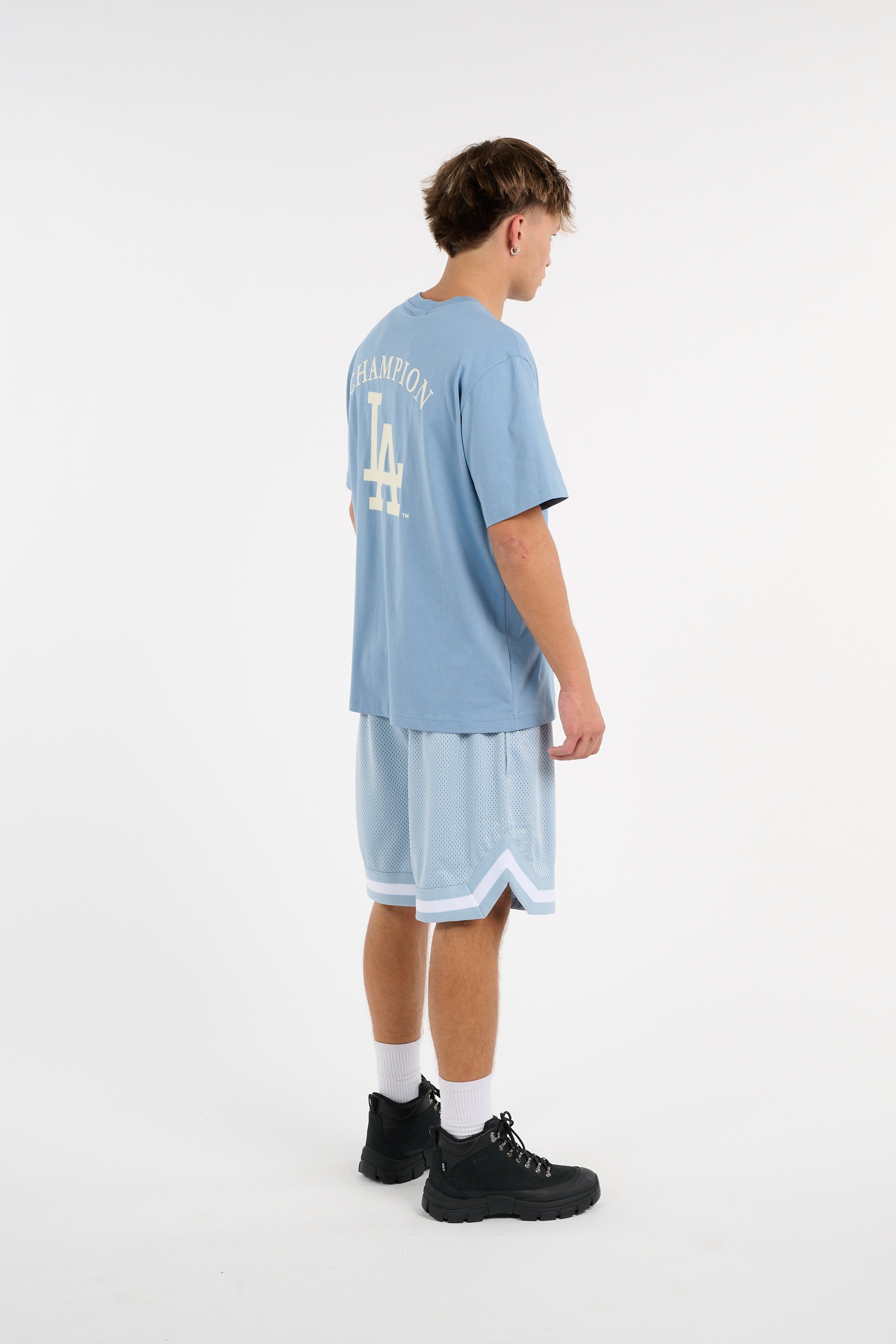 Regular-fit round-neck cotton T-shirt | Blue CHAMPION Men