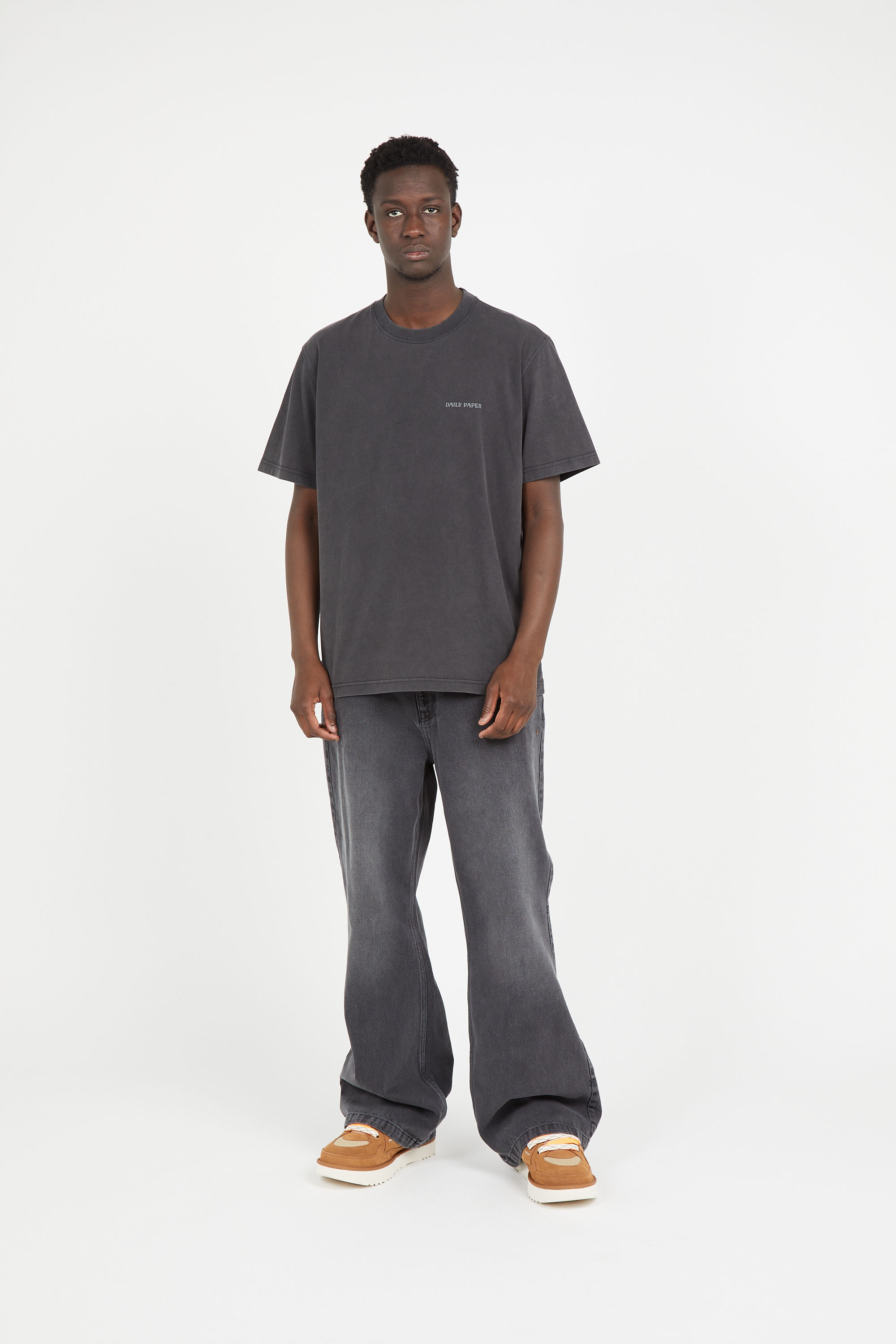 Regular-fit round-neck cotton T-shirt Black