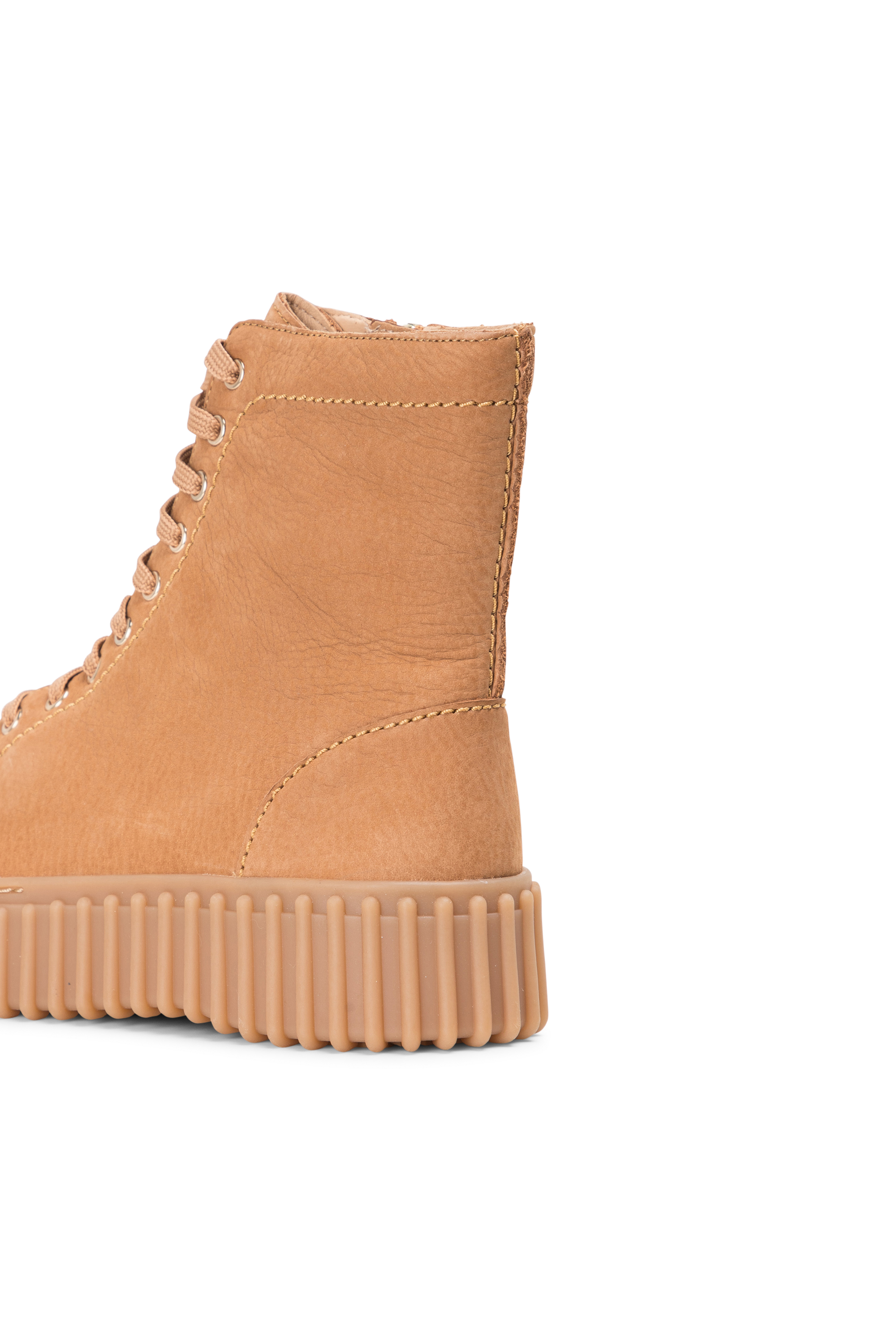 Heeled leather mid-calf boots Beige