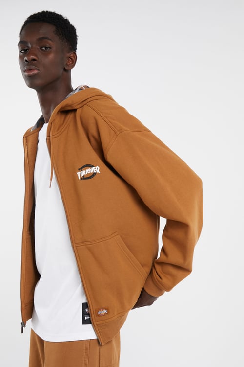 DICKIES Hoodie zippé Marron