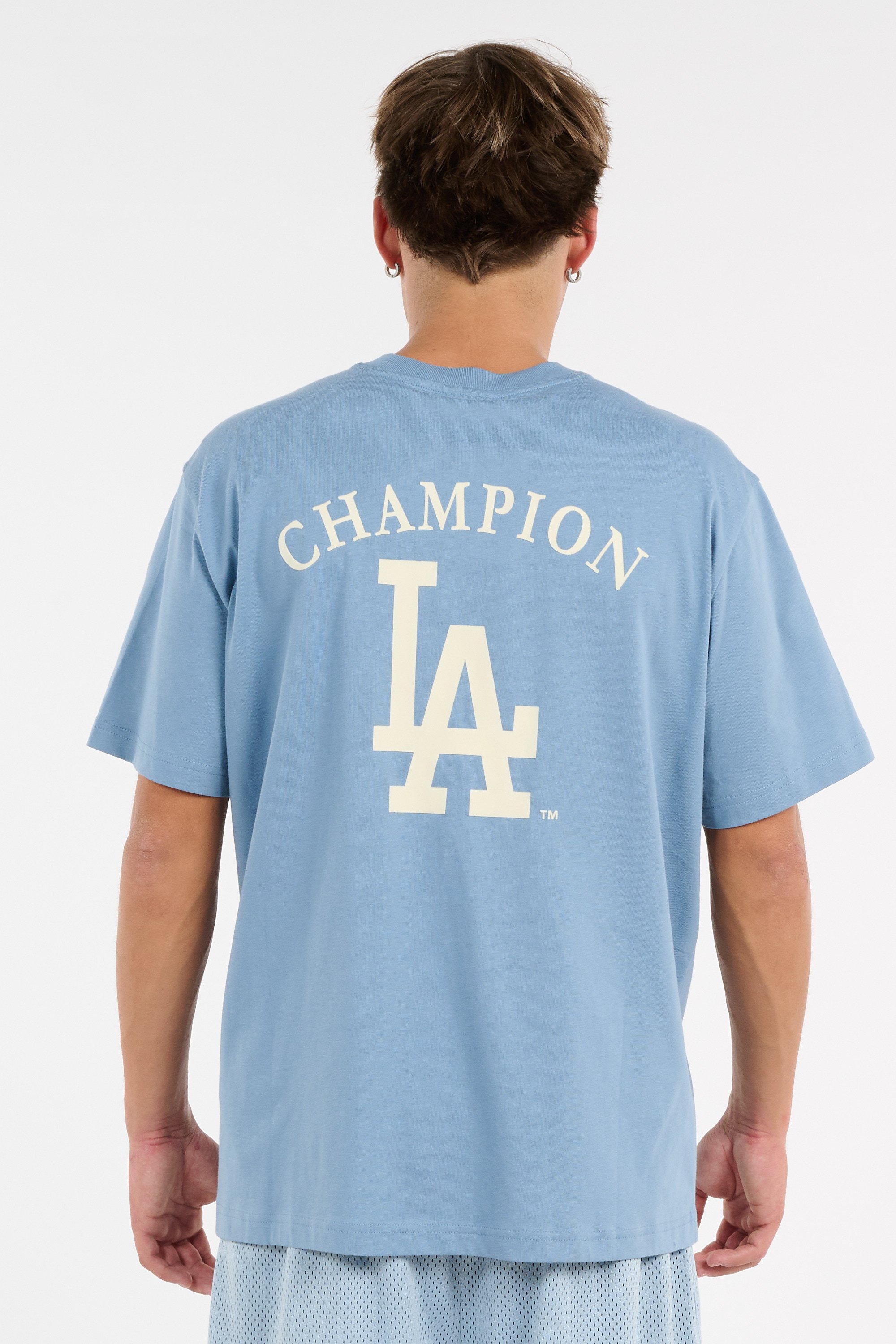 Regular-fit round-neck cotton T-shirt | Blue CHAMPION Men