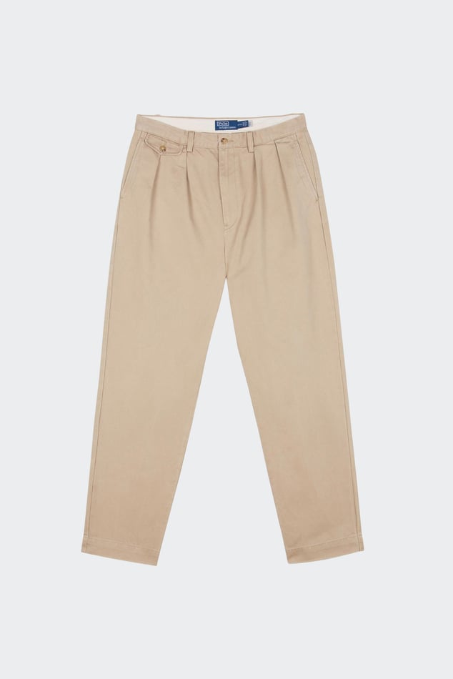 Straight Leg Pants Whitman Relaxed Fit Pleated Chino Pant Beige Polo Ralph Lauren Man Citadium