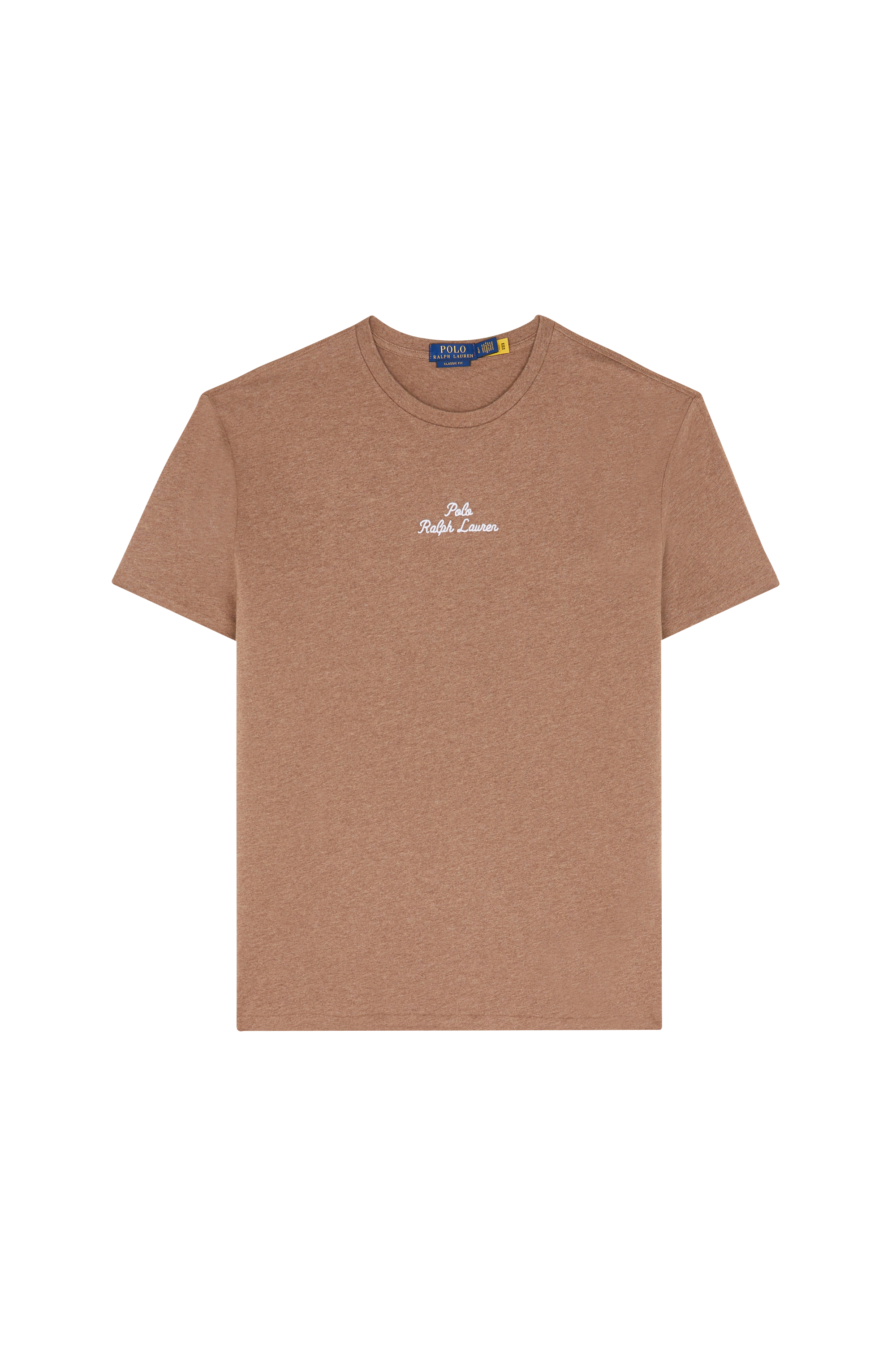 Regular-fit round-neck cotton T-shirt Brown