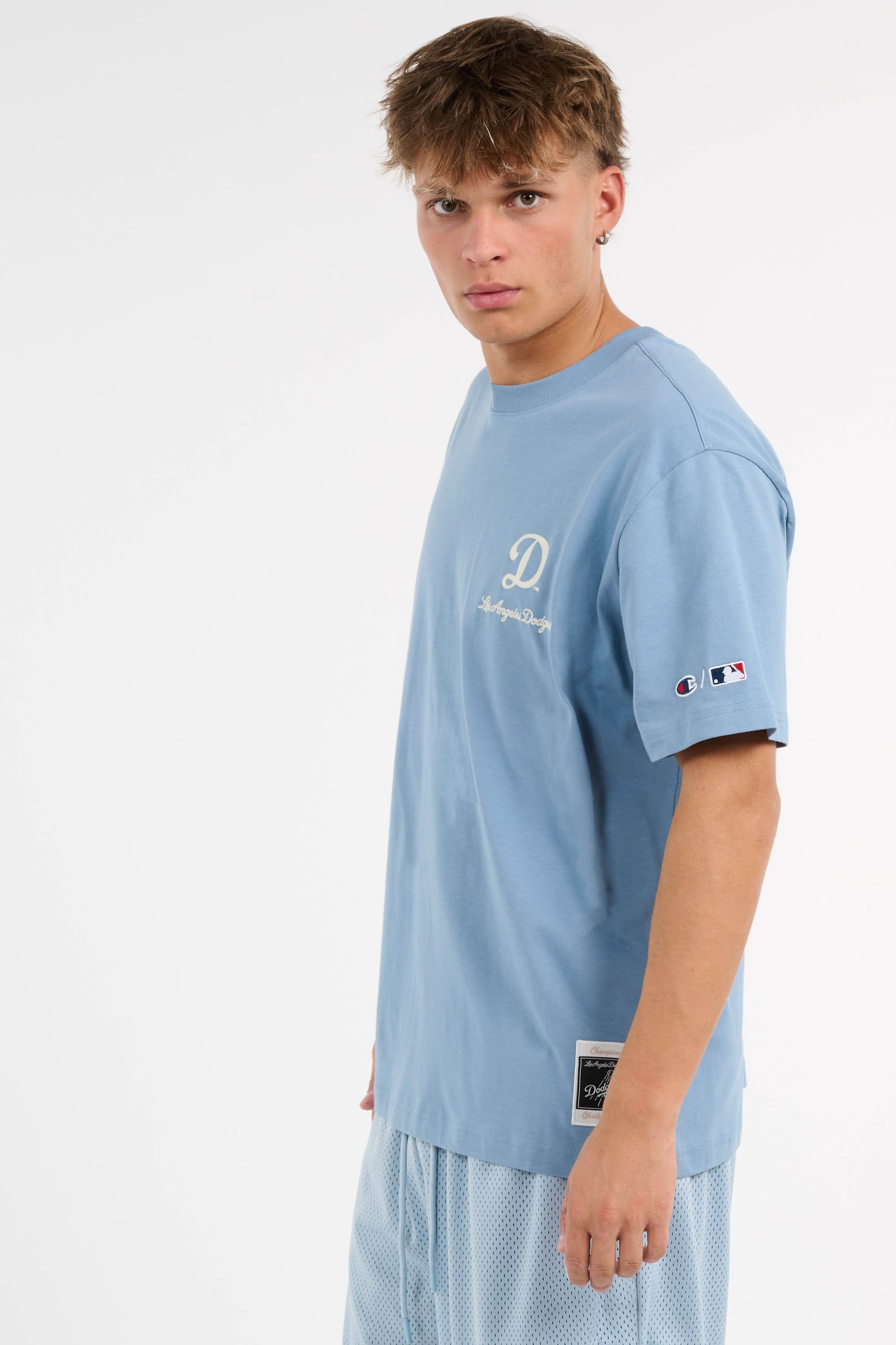 Regular-fit round-neck cotton T-shirt | Blue CHAMPION Men