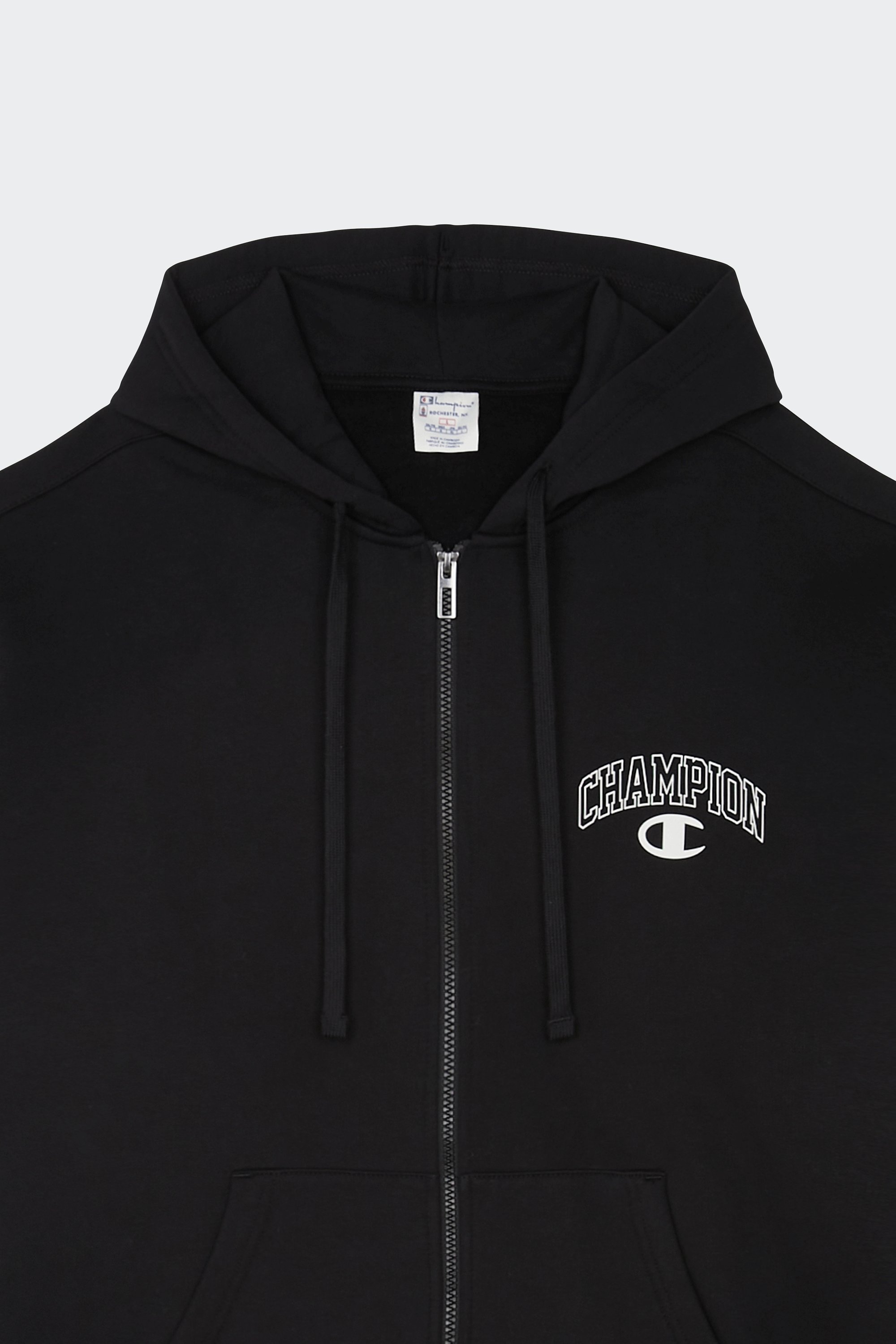 Regular-fit zip-up cotton-blend hoodie with Pony Player | Black by CHAMPION Regular-fit zip-up cotton-blend hoodie with Pony Player Black