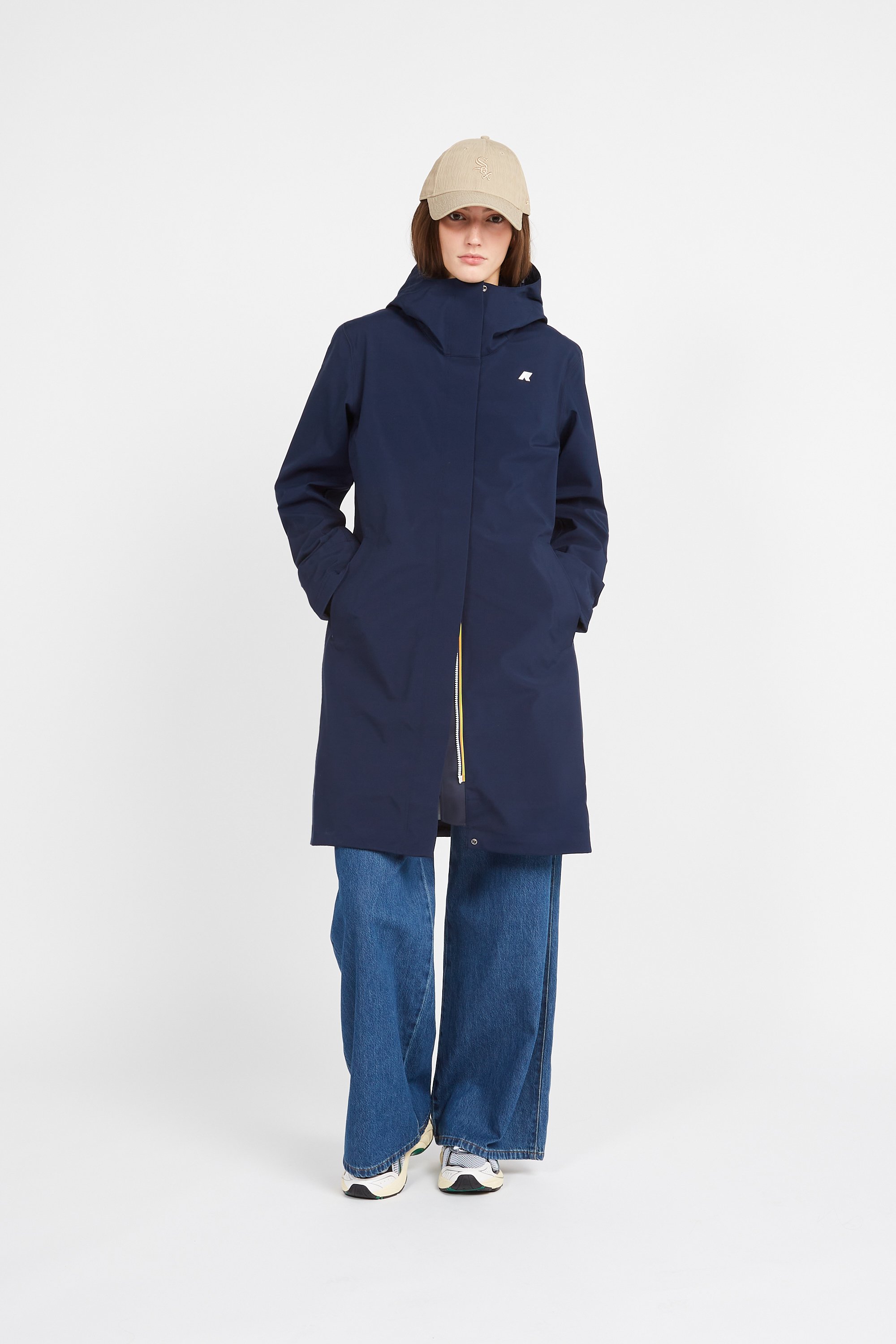 Long Hooded Trench Coat in Dark Navy 【K-WAY】Long Hooded Anorak