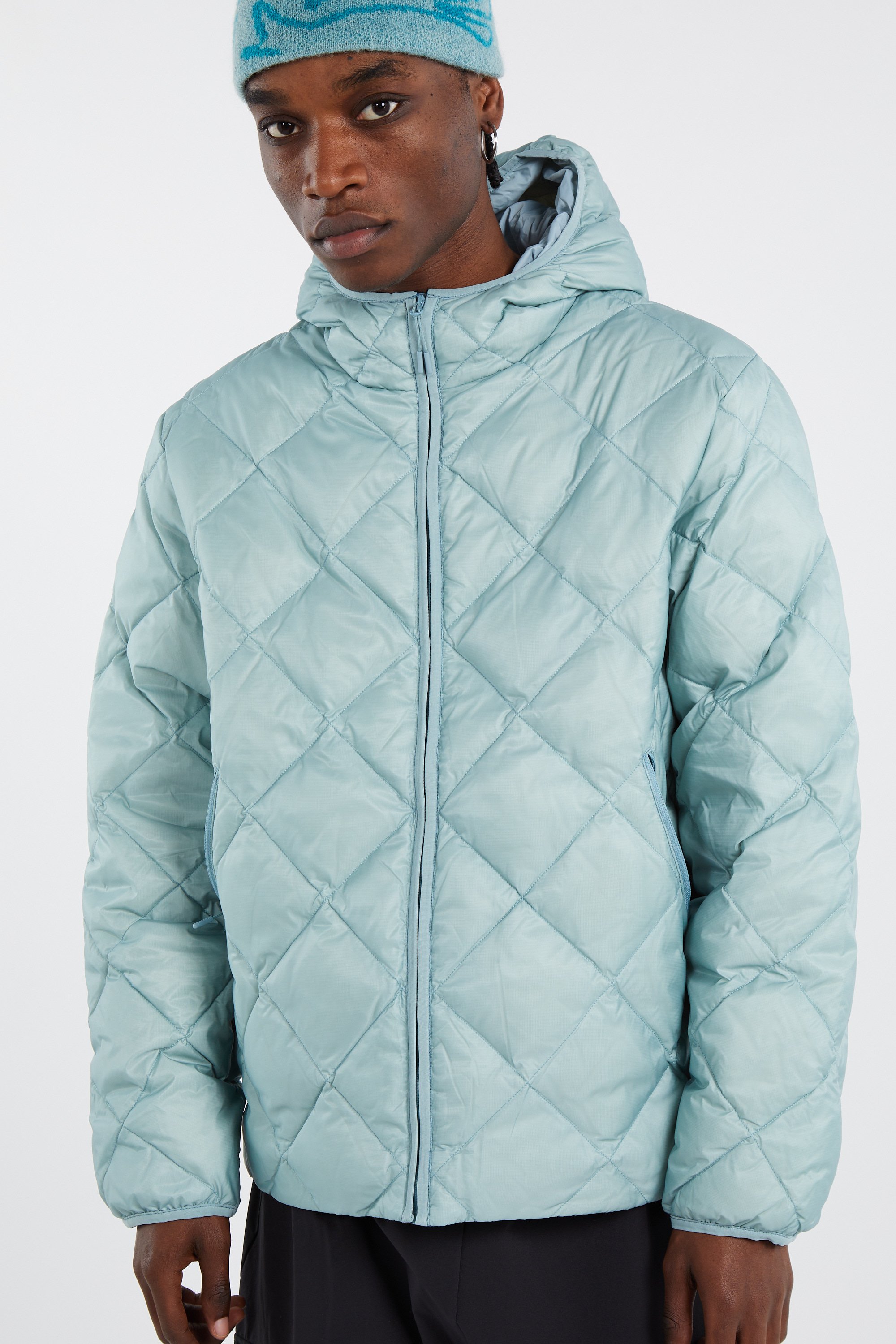 Lightweight quilted padded jacket with high neck Blue