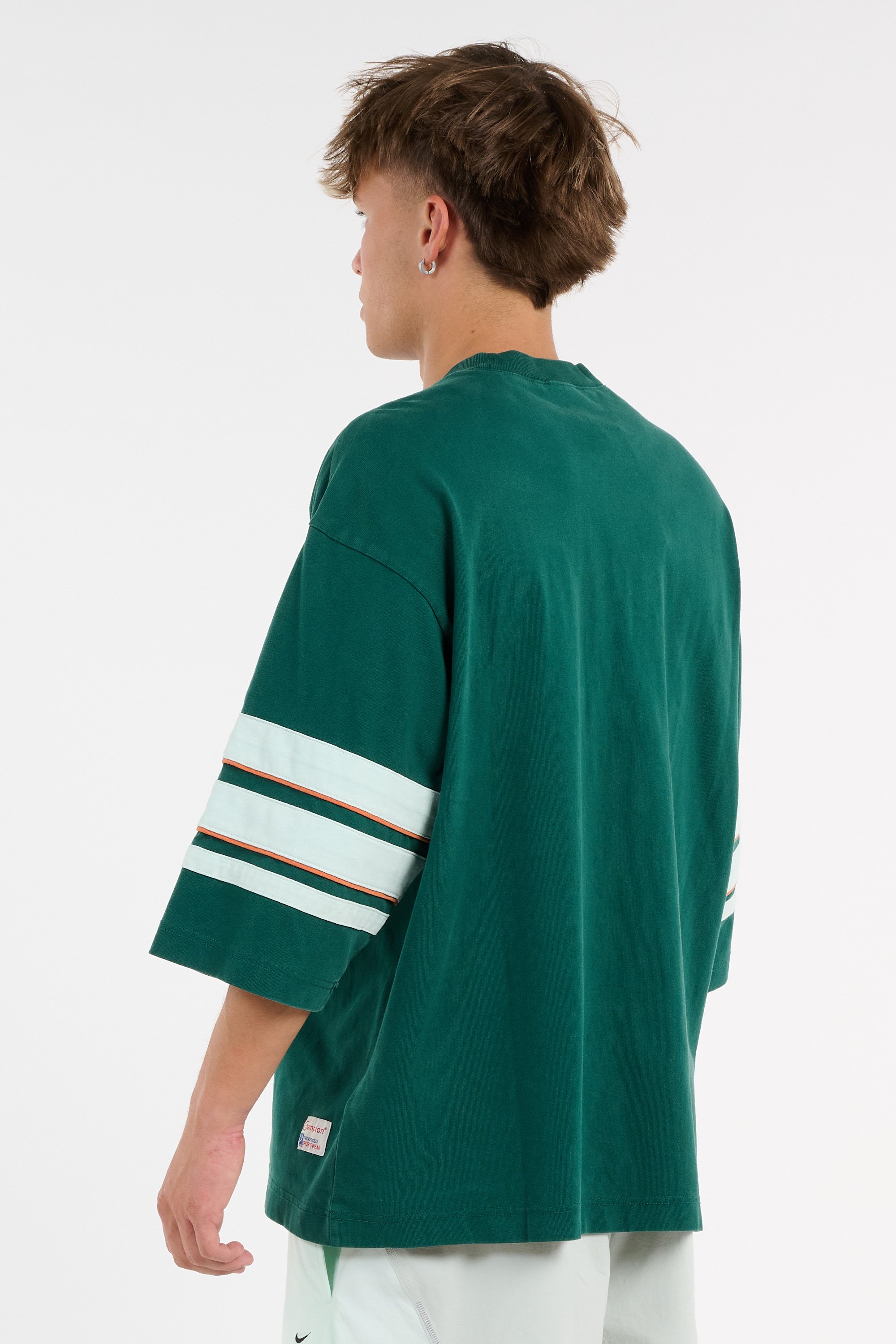 Regular-fit round-neck cotton T-shirt | Green CHAMPION Men