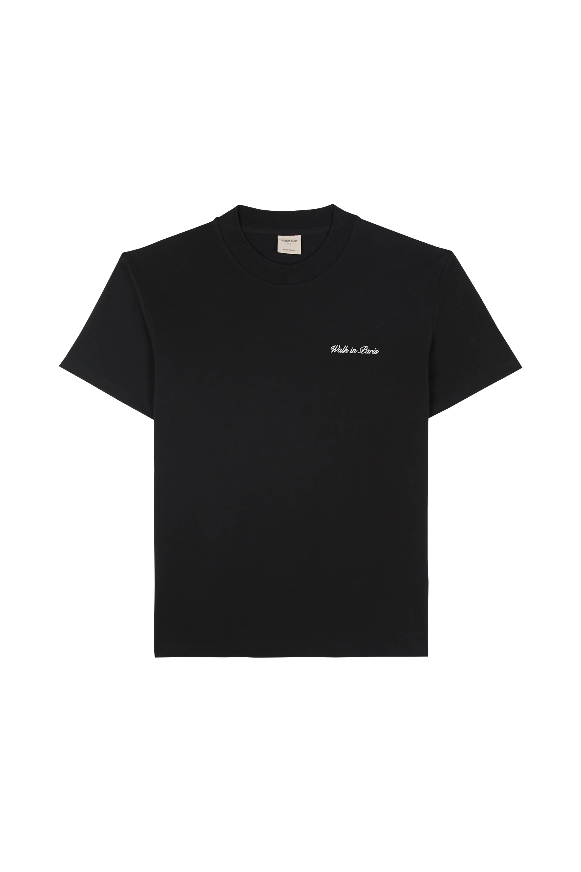 Regular-fit round-neck cotton T-shirt Black