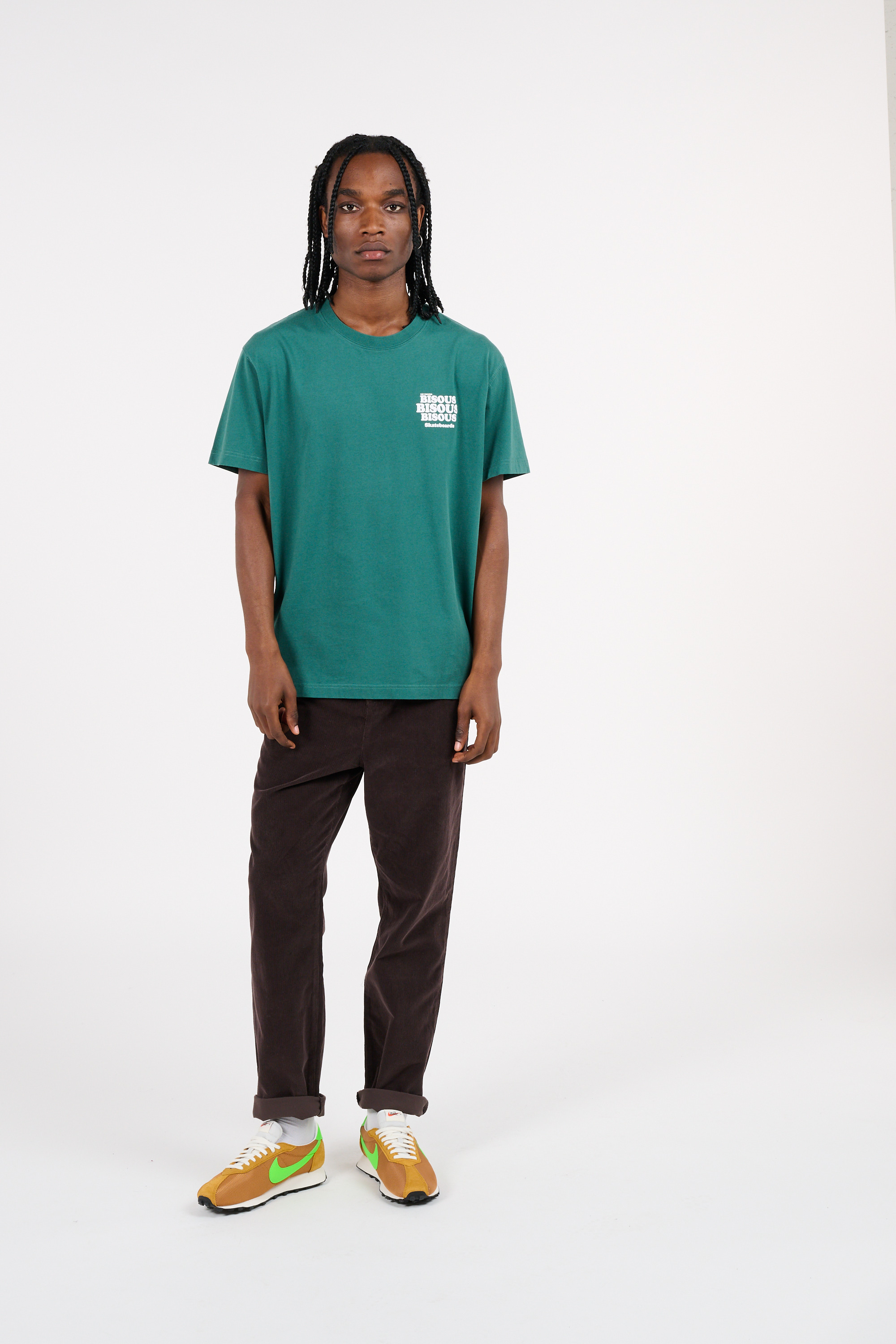 Regular-fit round-neck cotton T-shirt Green