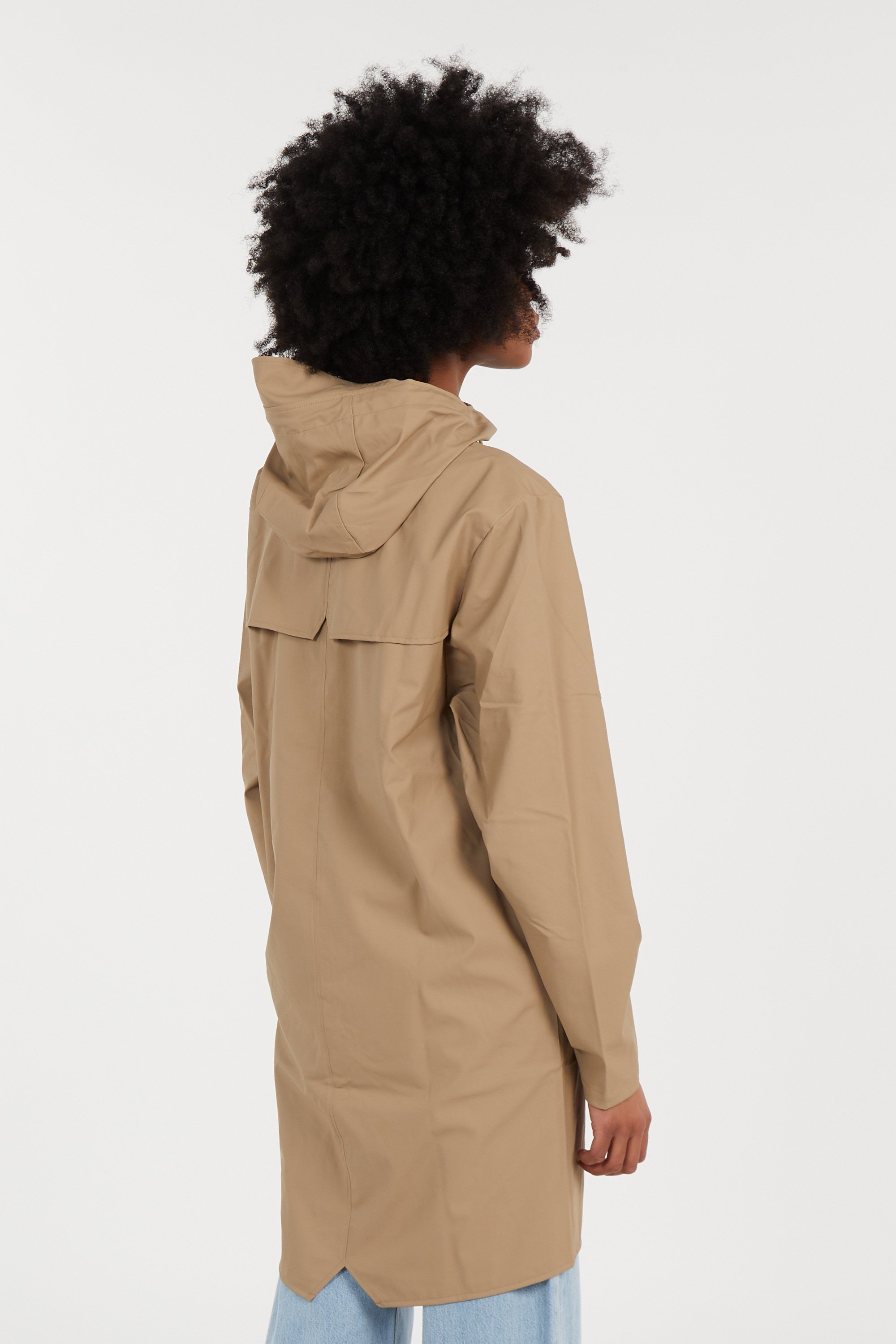 Coupe-vent imperméable long à capuche Beige
