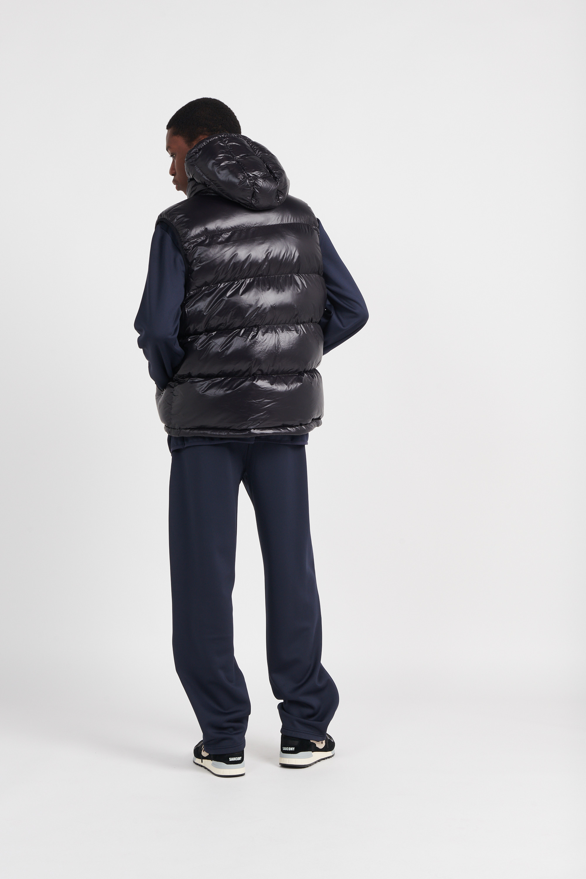 Lightweight quilted padded jacket with high neck Black