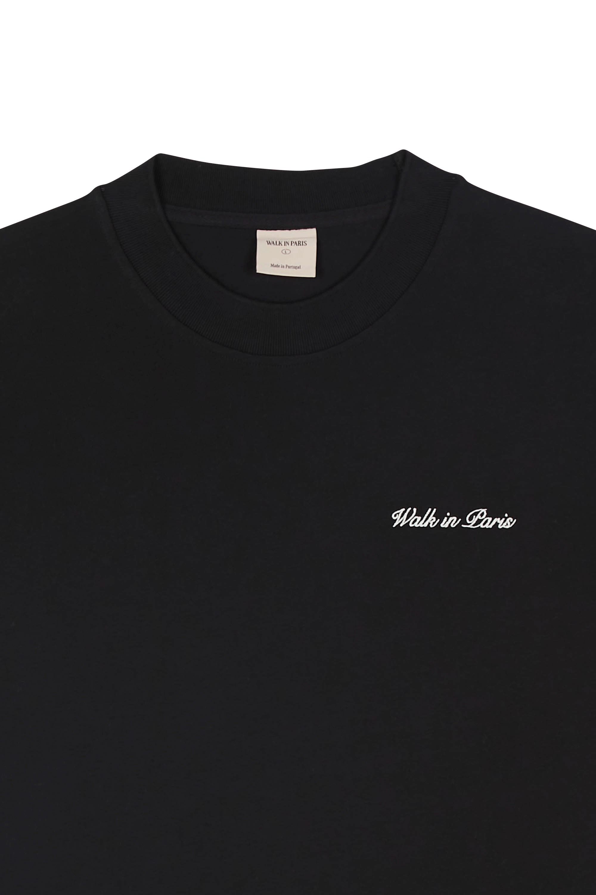 Regular-fit round-neck cotton T-shirt Black