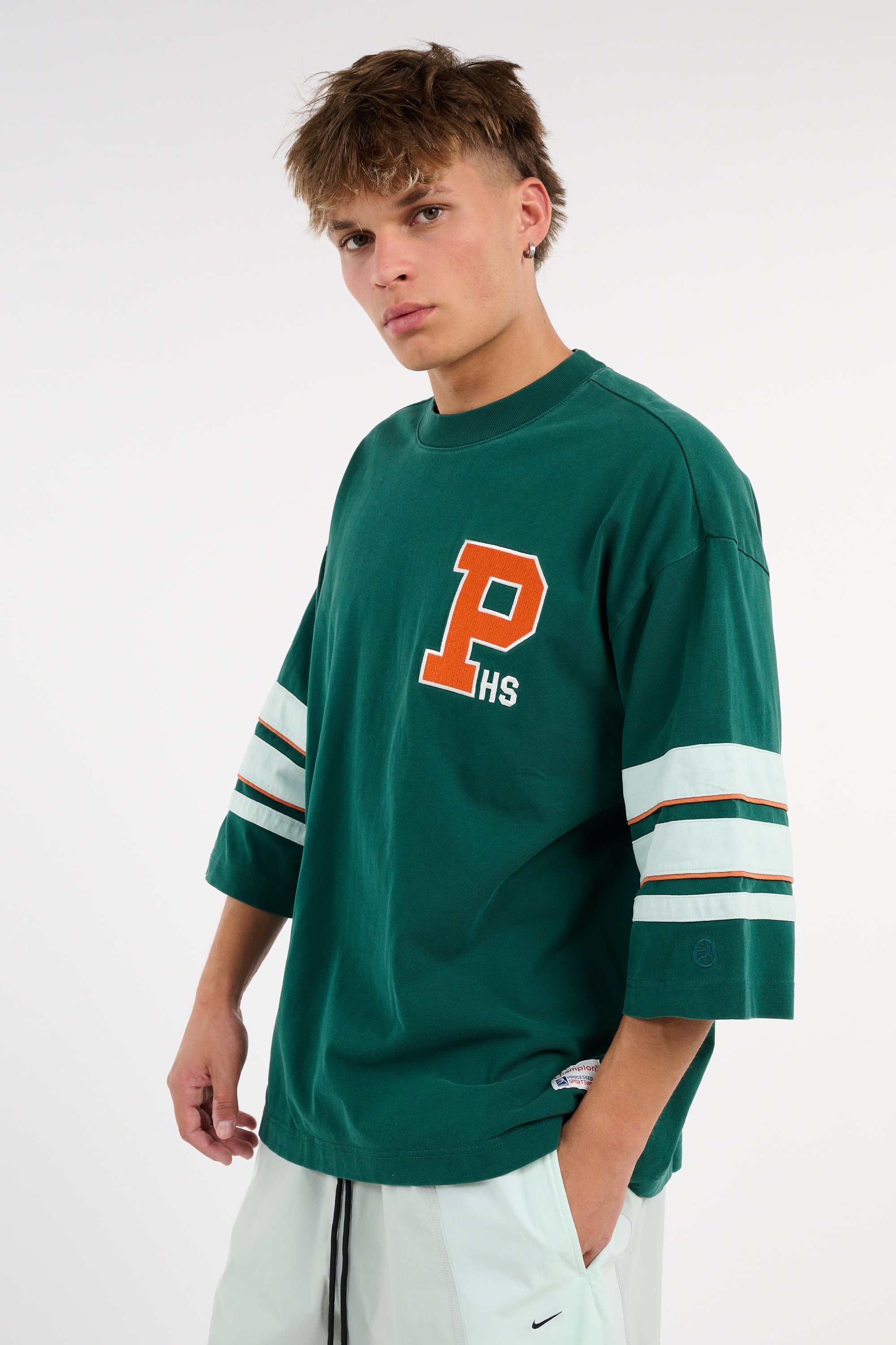 Regular-fit round-neck cotton T-shirt | Green CHAMPION Men