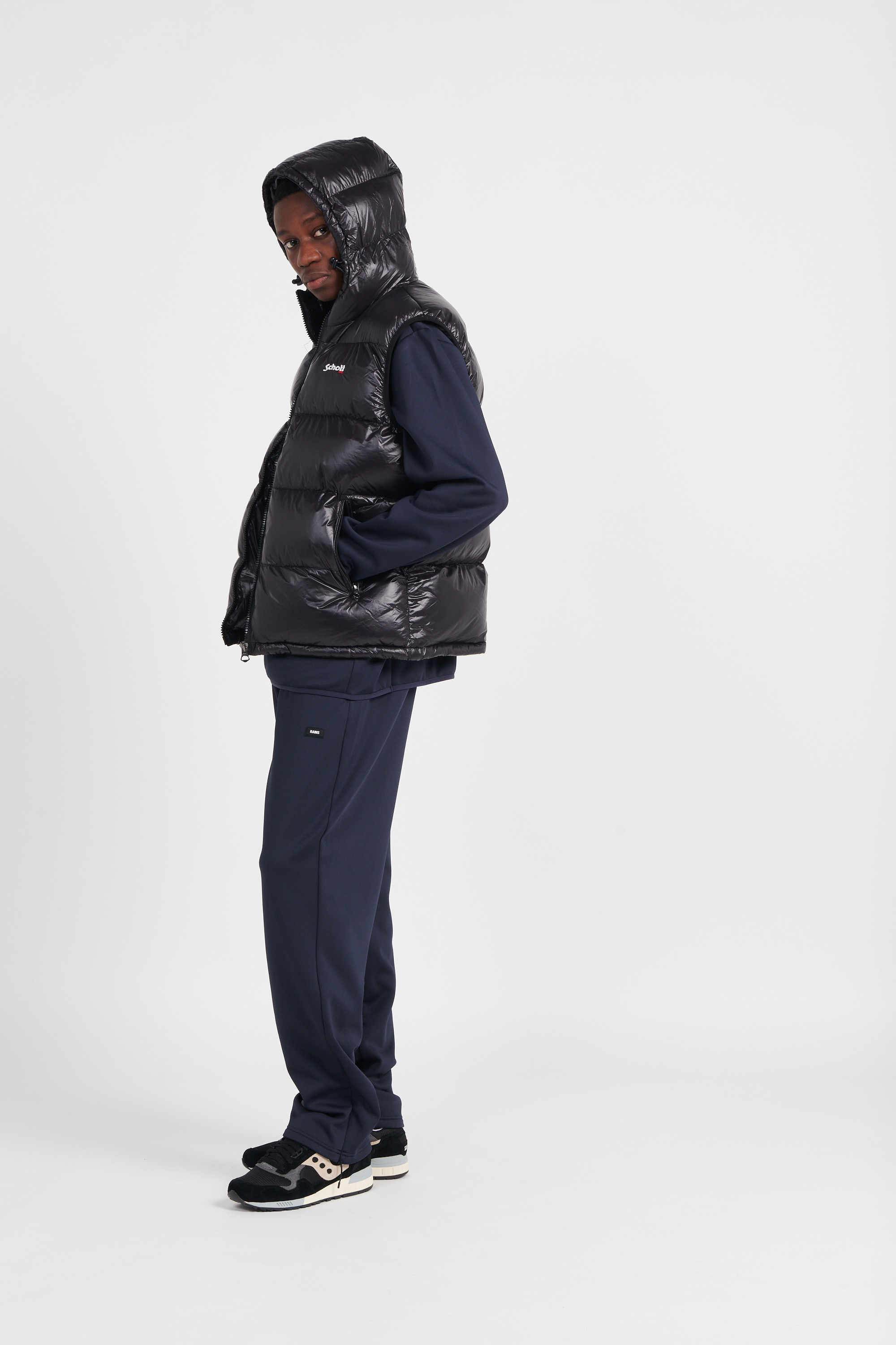 Lightweight quilted padded jacket with high neck Black